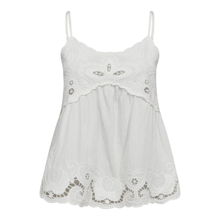 Co´Couture Top - AstorCC Emb Singlet i Hvid