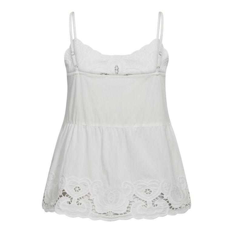 Co´Couture Top - AstorCC Emb Singlet i Hvid