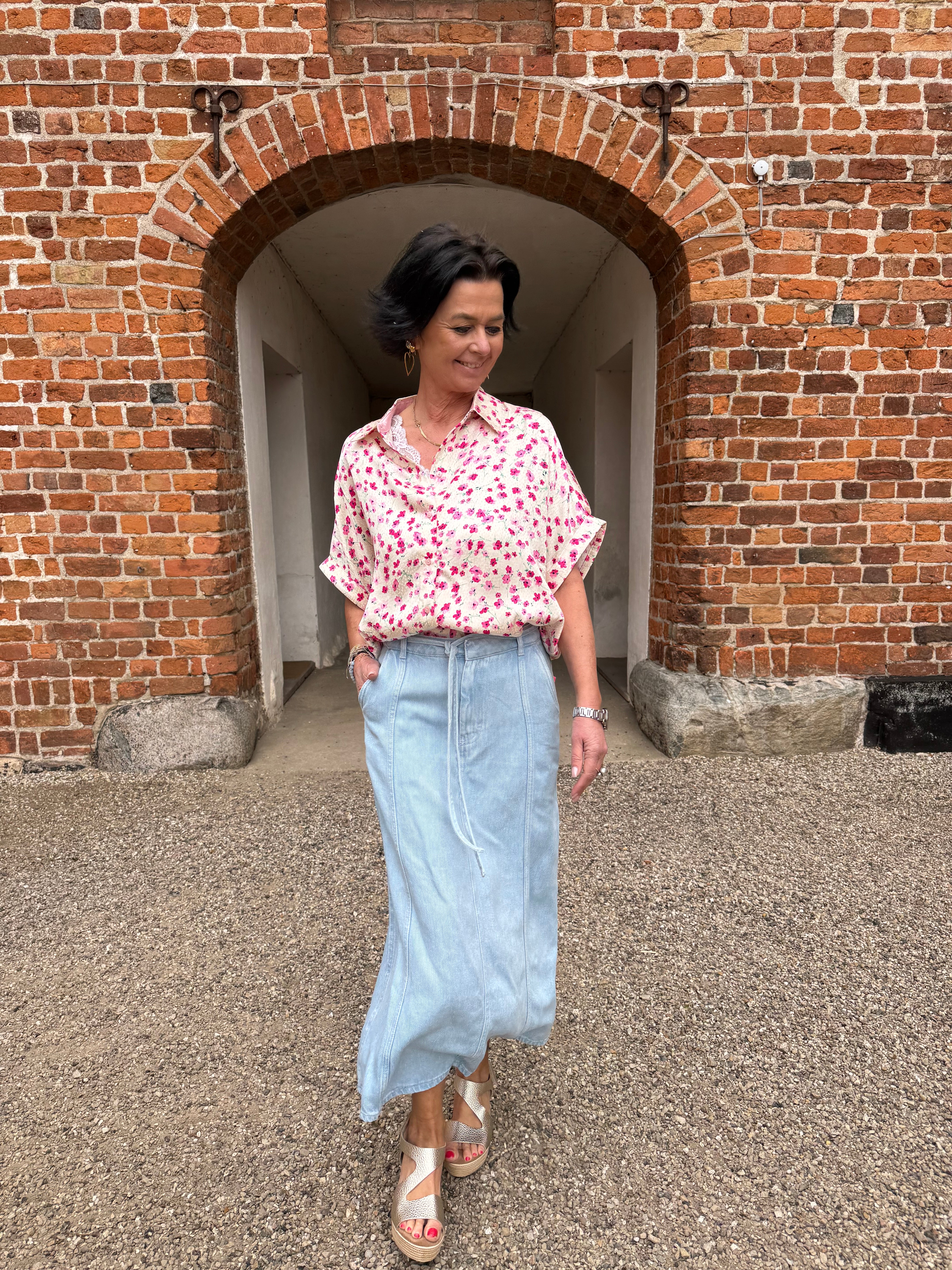 Second Female Nederdel - Irvin Denim Nederdel i Light Blue Denim