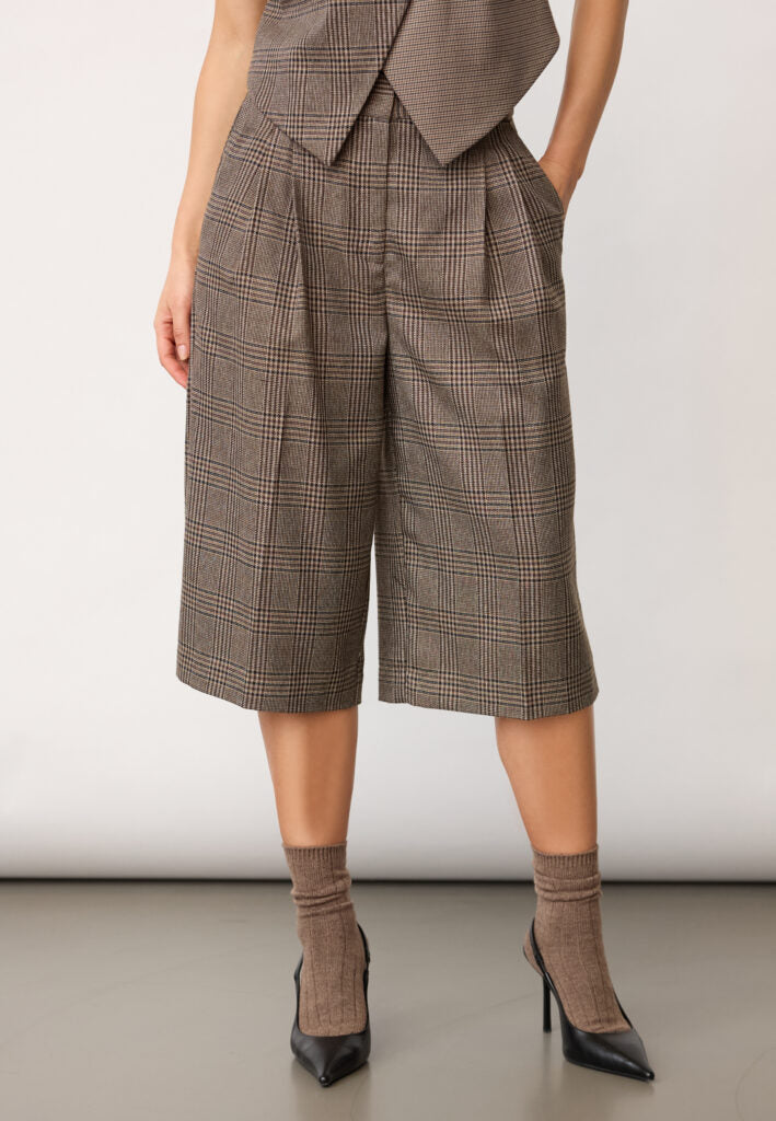 Co´Couture Shorts - VeyaCC Check Bermuda Shorts i Brown