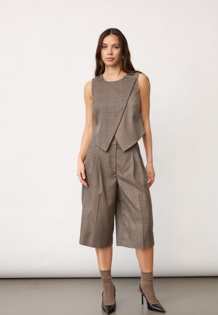 Co´Couture Shorts - VeyaCC Check Bermuda Shorts i Brown