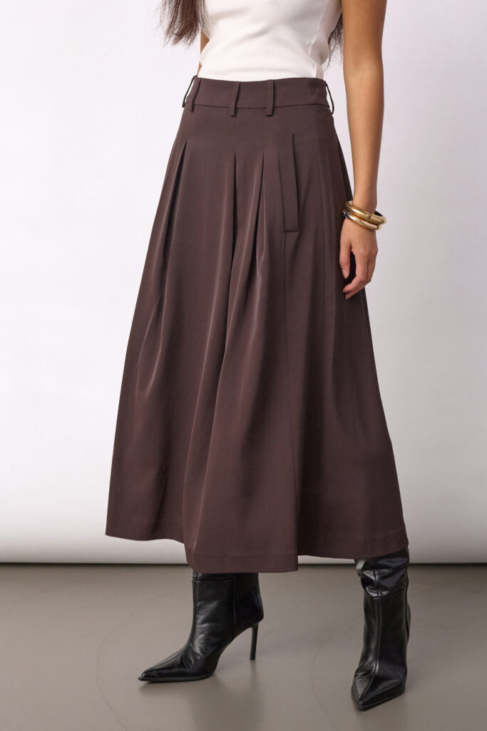 Co´couture Nederdel - AliniCC Anya Pleat Nederdel i Dark Brown