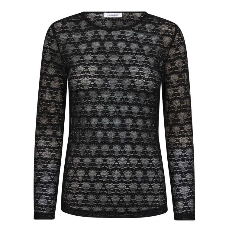 Co´couture Bluse - BarieCC O-neck Mesh Bluse i Sort