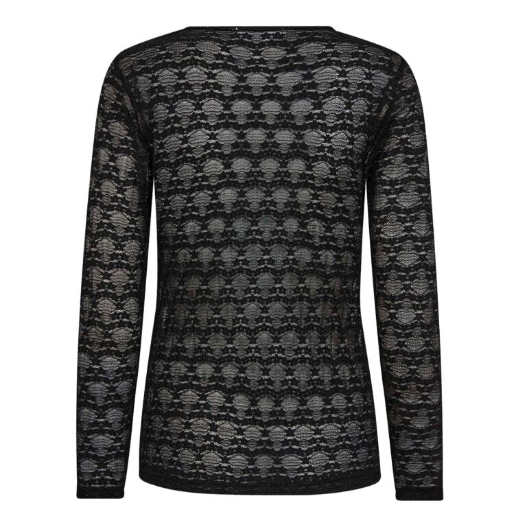 Co´couture Bluse - BarieCC O-neck Mesh Bluse i Sort