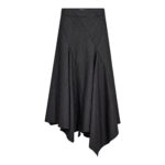Co´couture Nederdel - EloraCC Check Asymetrisk Lang Nederdel i Dark Grey