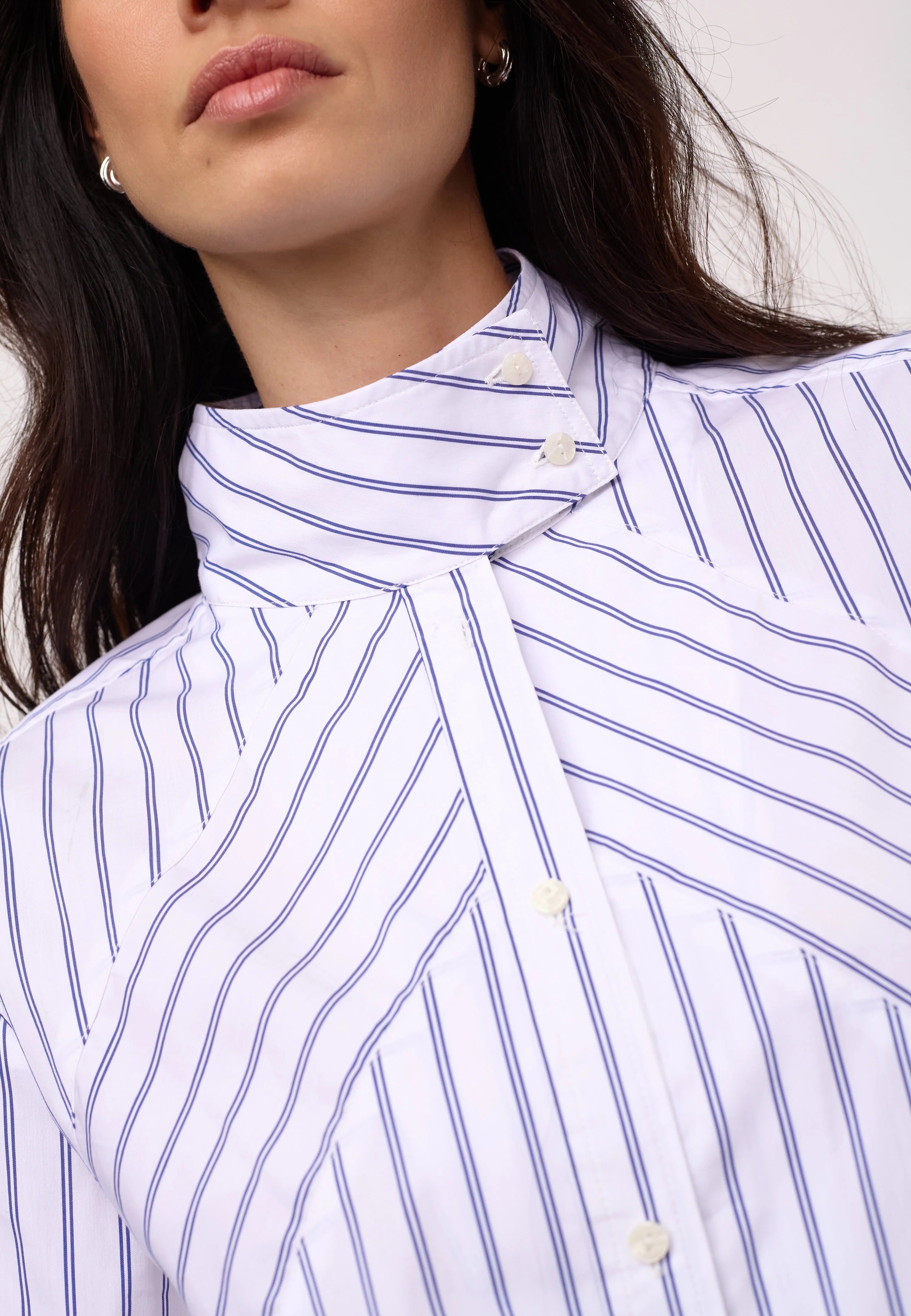 Co´Couture Skjorte - SomoCC Stribet Funnel Neck Skjorte i Hvid