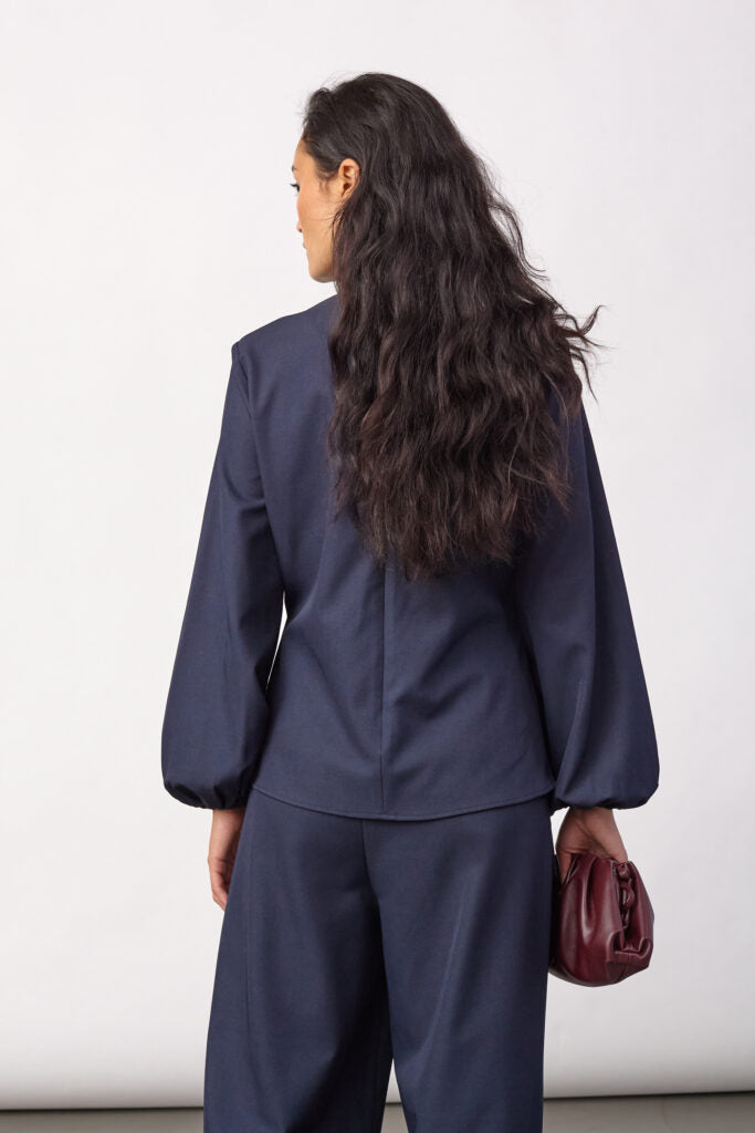 Co´Couture Bluse - LunaCC Tie Bluse i Navy