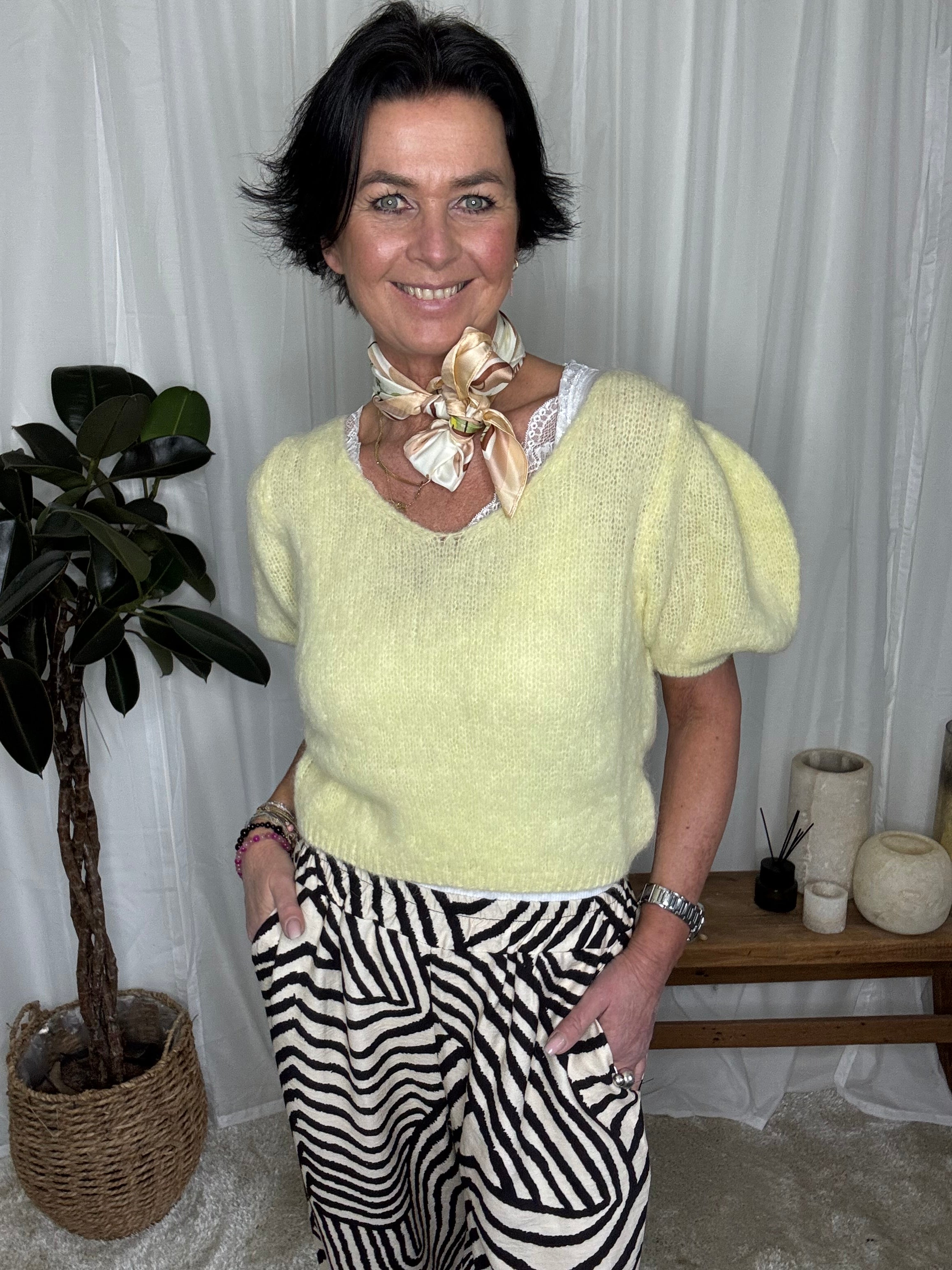 Americandreams Strik - Lolanda Strik Bluse i Light Yellow