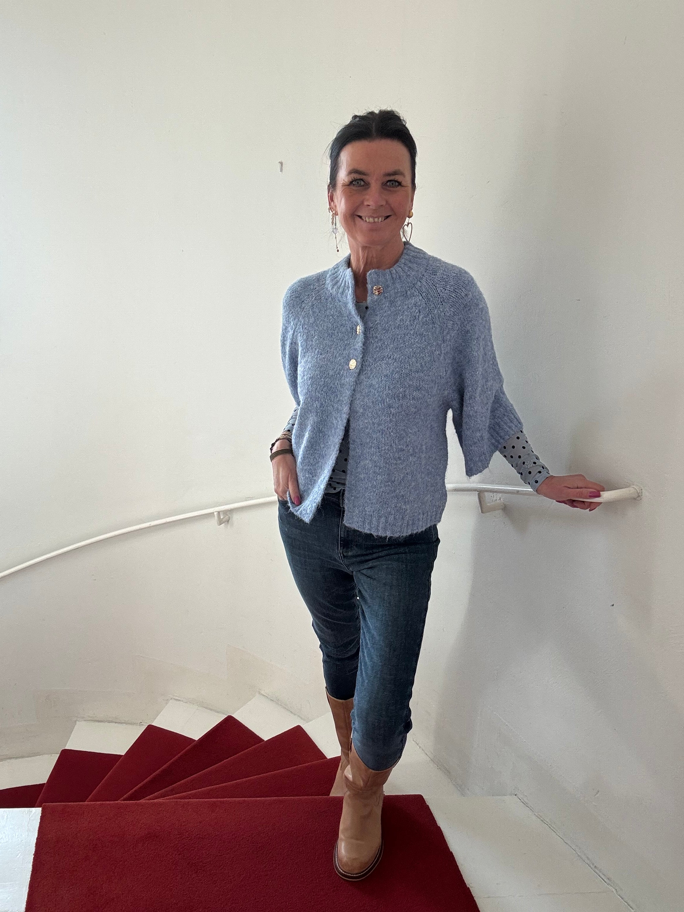 Neo Noir Cardigan - Benuta Strik Cardigan i Dusty Blue