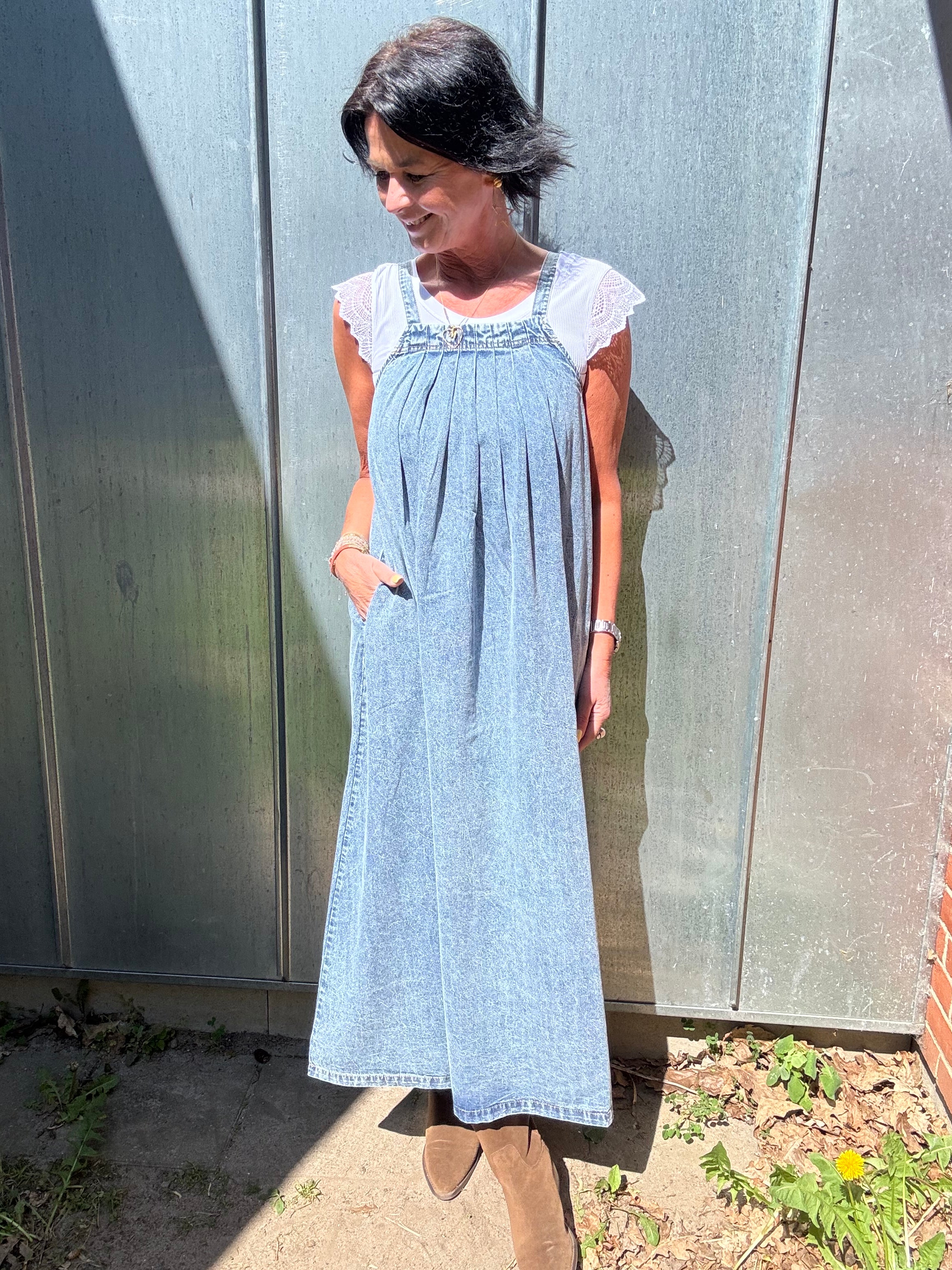 Lollys Laundry Kjole - LungoLL Maxi Kjole i Washed Denim