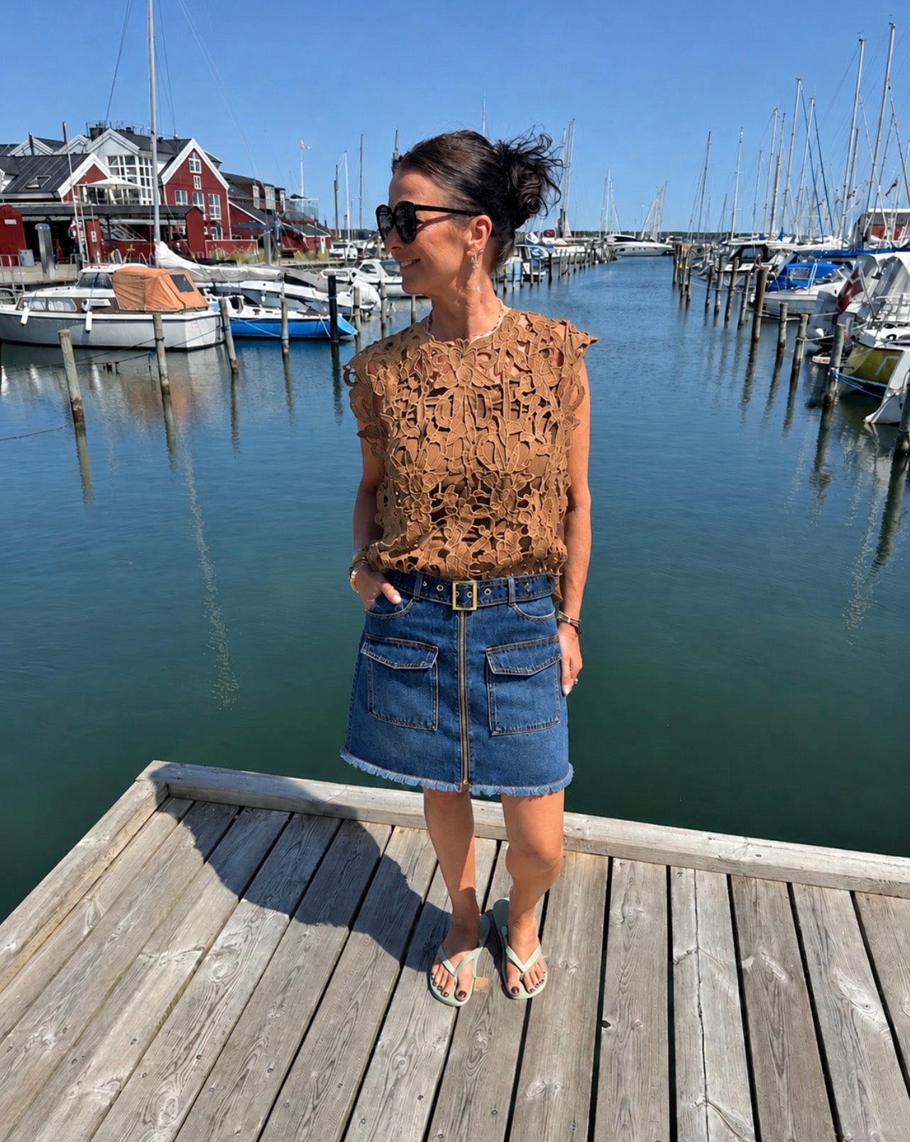 Tim & Simonsen Top - Gudrun Lace Top i Brun