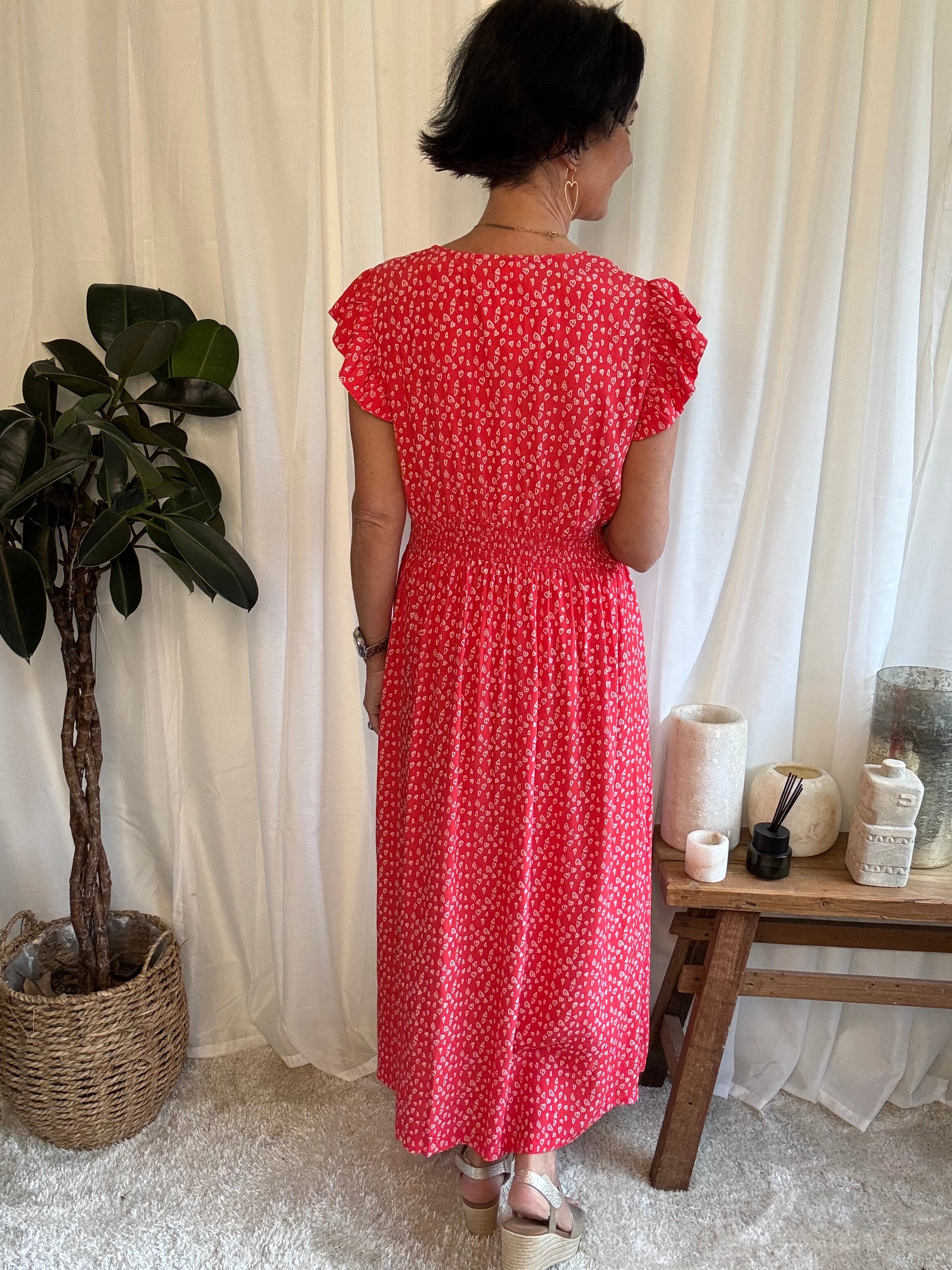 Atelier Rêve Kjole - IRYrsa Kjole i Rød Med Blomster