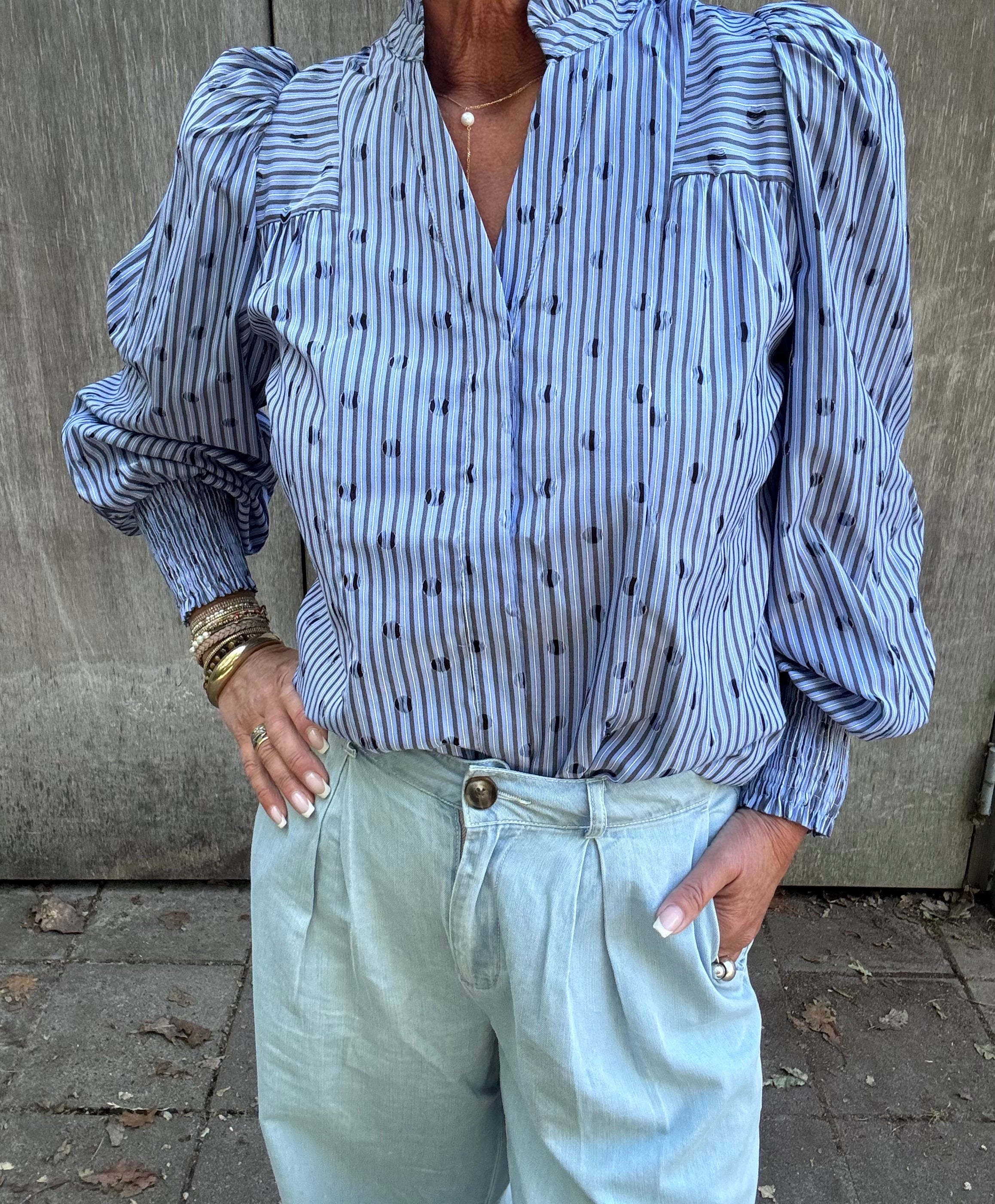 Co´Couture Skjorte - TrixieCC Dot Skjorte i Blå Striber
