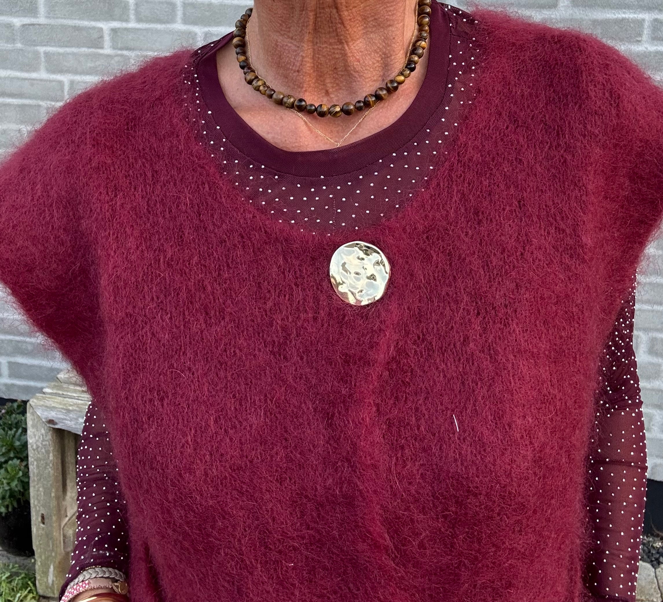 Black Colour Vest - BcBjoerk Strik Vest med Knapper i Plum