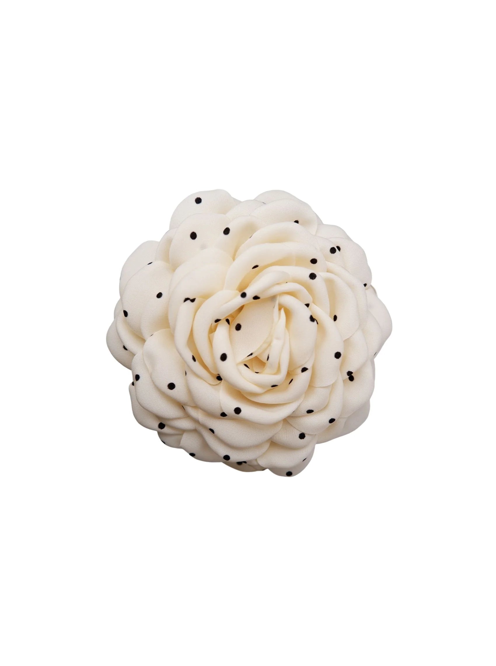 Black Colour Hårspænde - BcVilla Mega Flower Hårspænde i Creme Med Sorte Dots