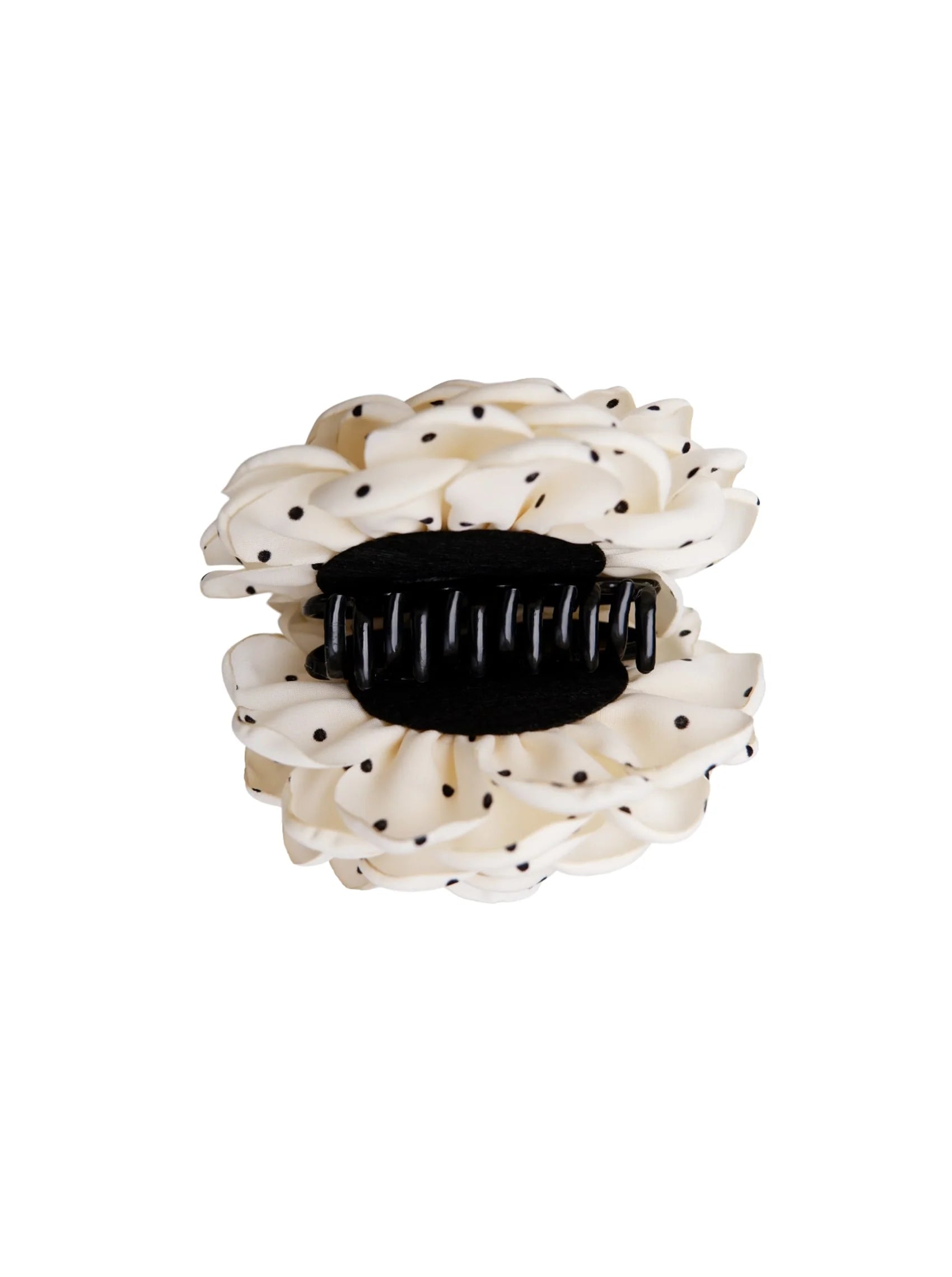 Black Colour Hårspænde - BcVilla Mega Flower Hårspænde i Creme Med Sorte Dots