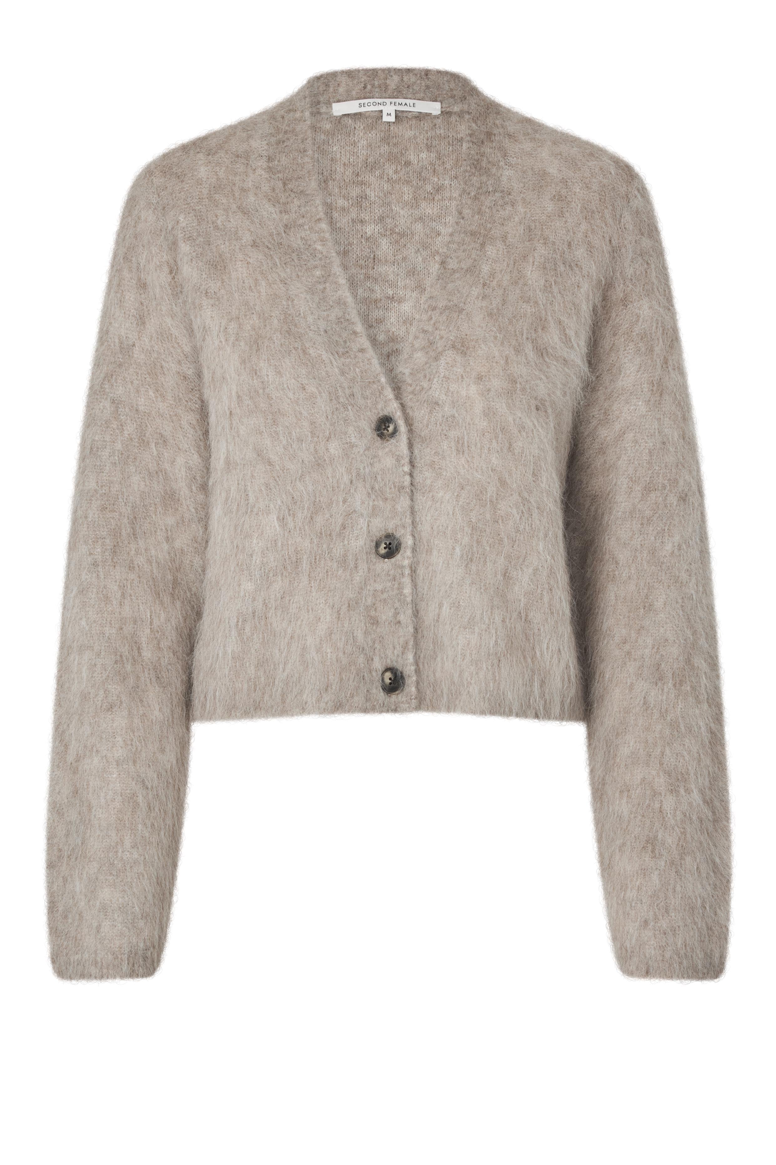 Second Female Cardigan - Karla Strik Cardigan i Pumice Stone