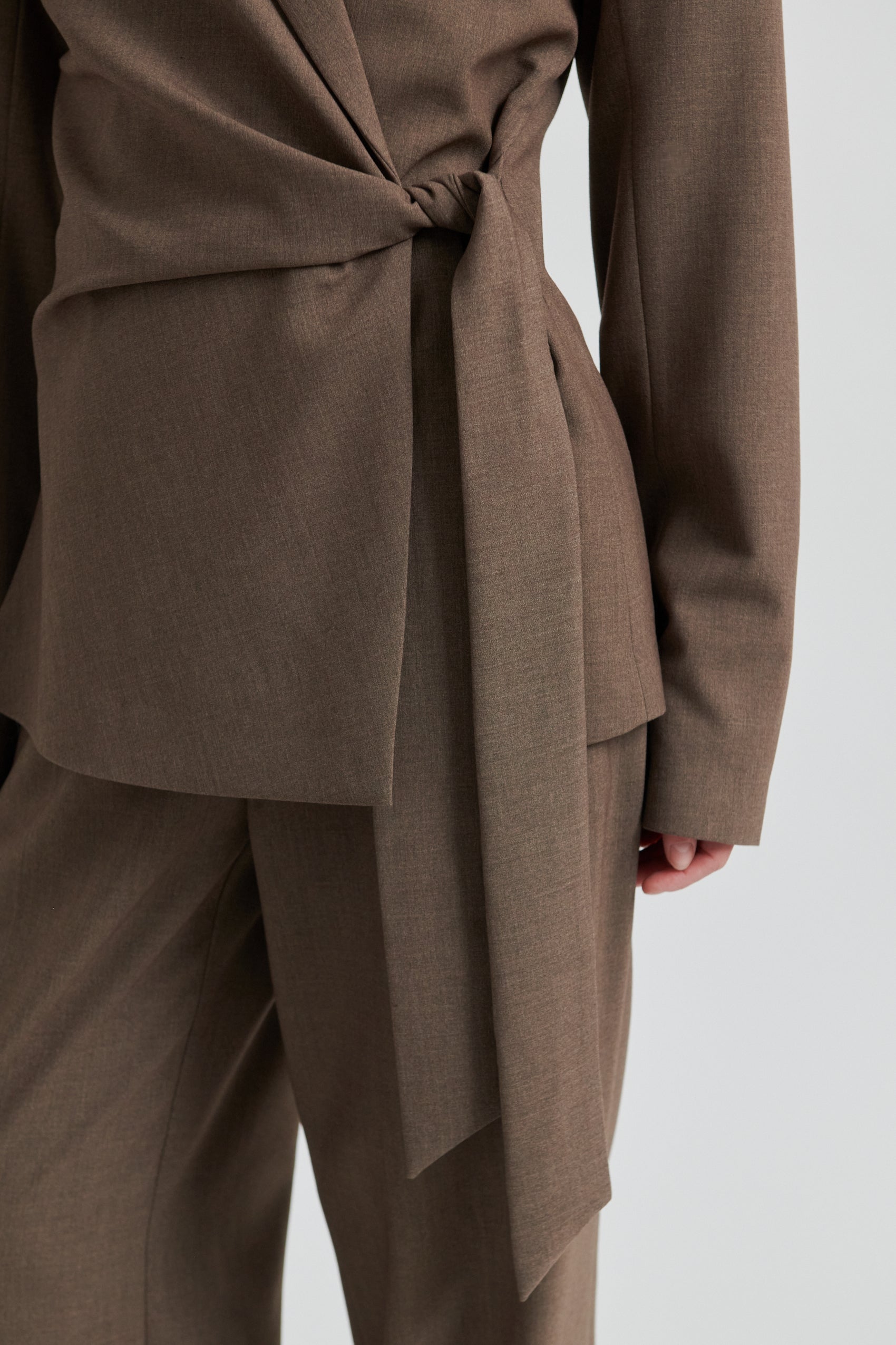 Second Female Blazer - Dakota Wrap Blazer i Mid Brown Melange