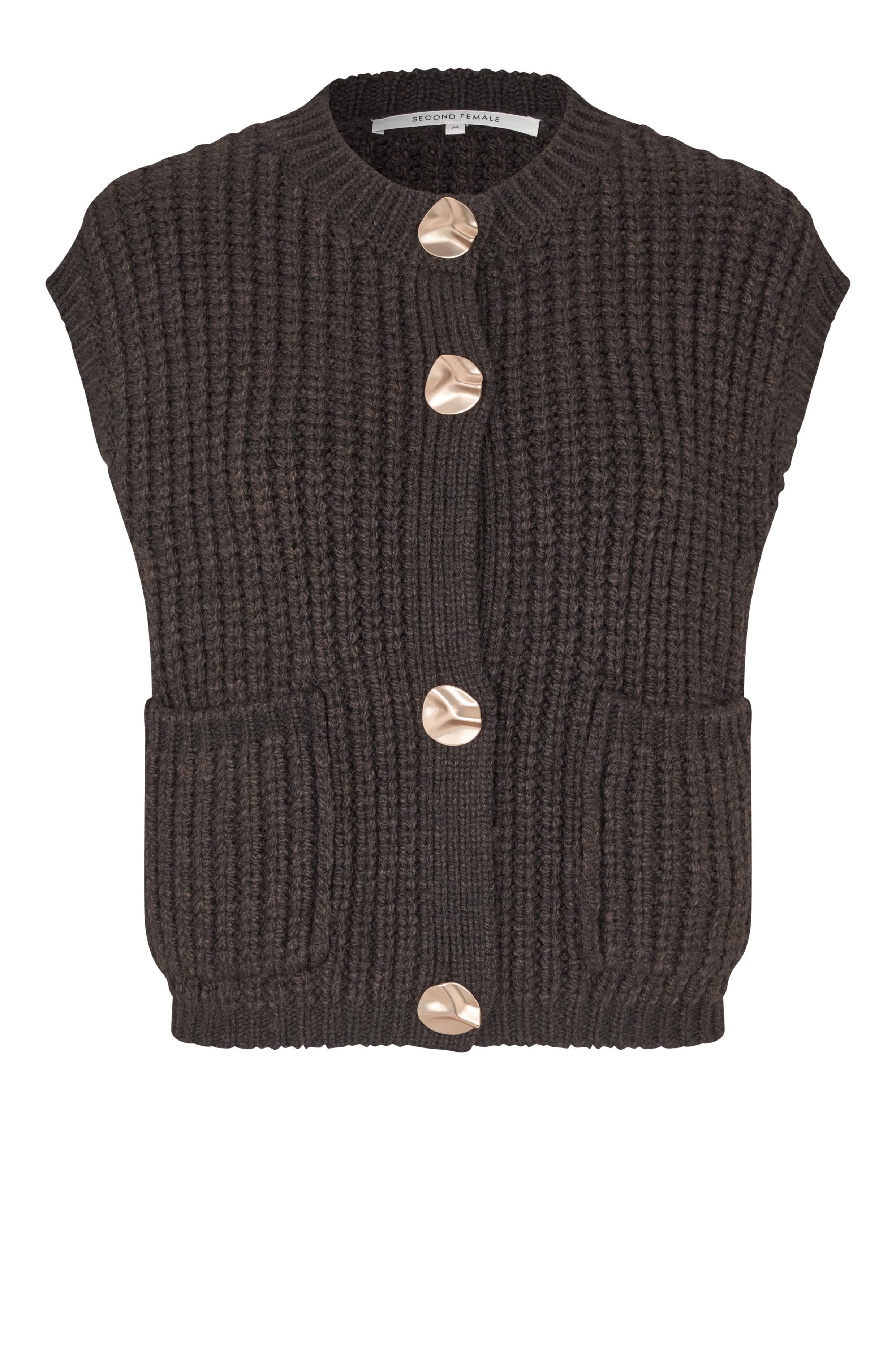 Second Female Vest - Ulrikke Strik Vest i Chocolate Tort