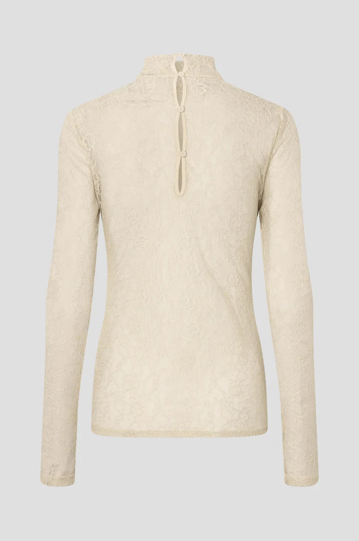 Second Female Bluse - Luria LS Lace Mesh Bluse i Birch