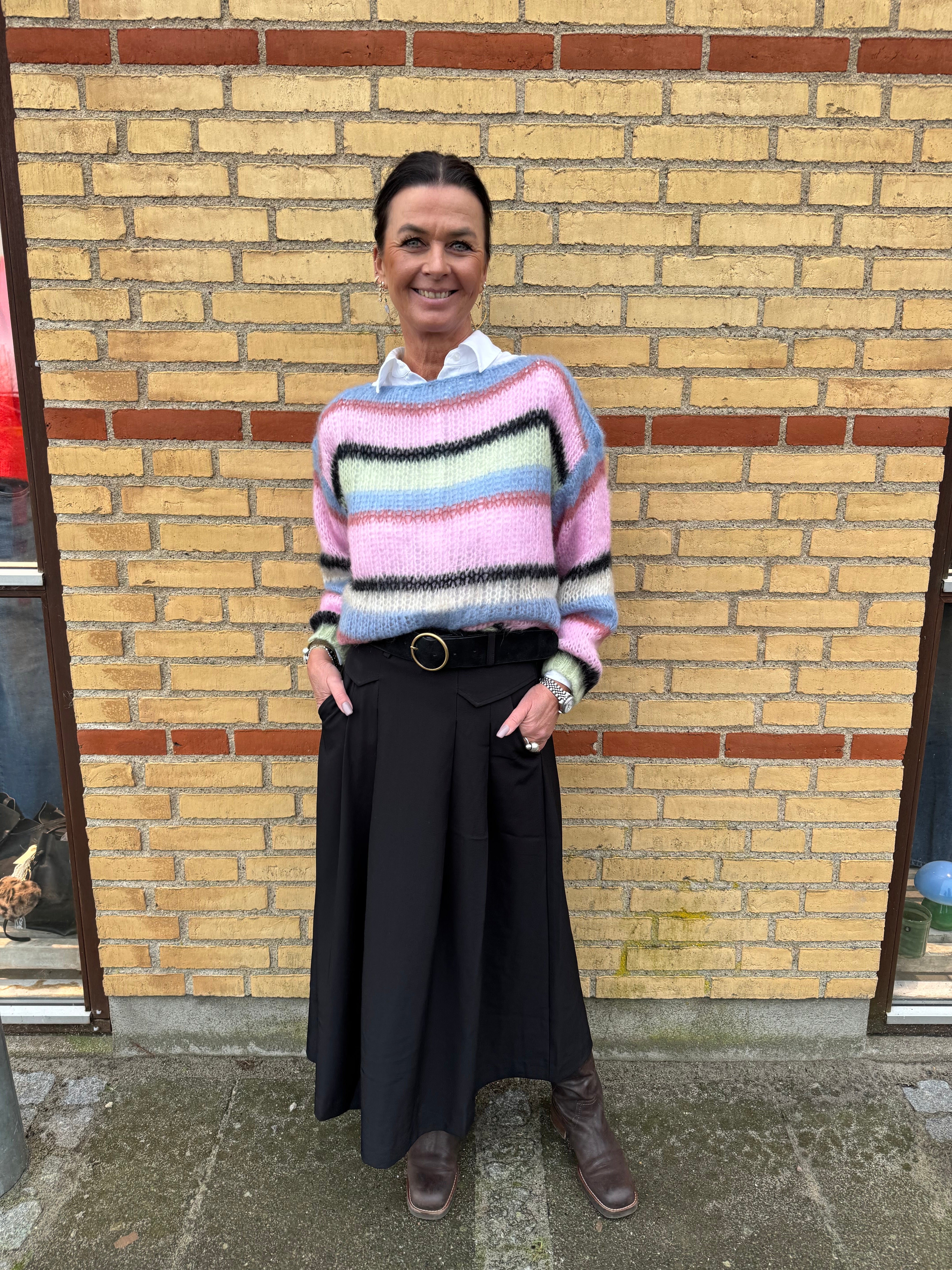 Black Colour Strik - BcFrey Stribet Strik i Soft Candy