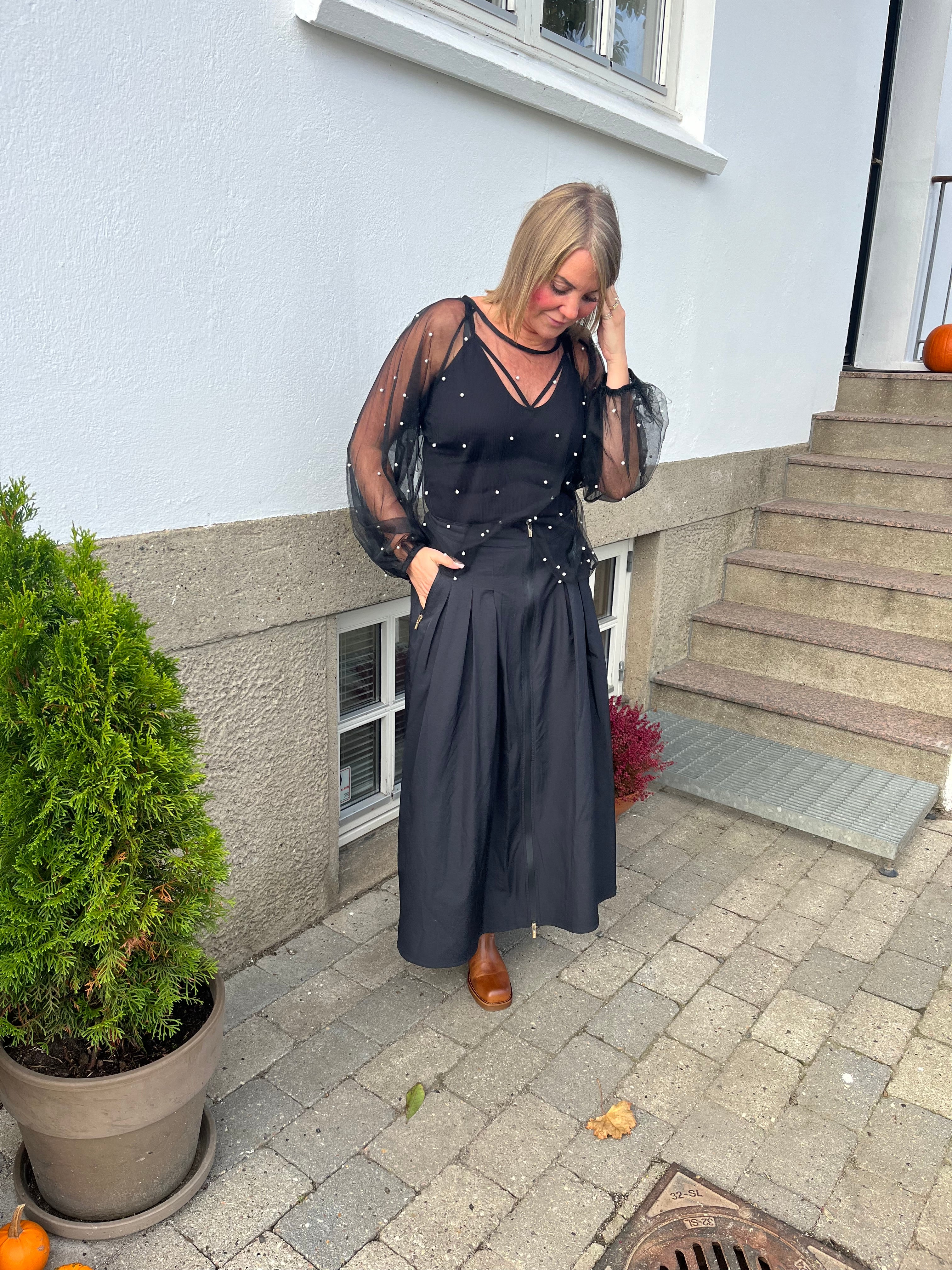 Black Colour Bluse - BcPerla Mesh Bluse i Sort