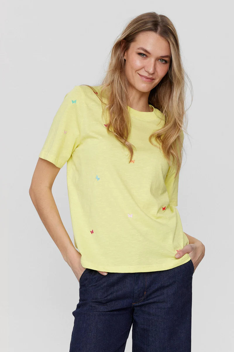 Nümph T-shirt - NuSummi T-shirt i Limelight Med Sommerfulge