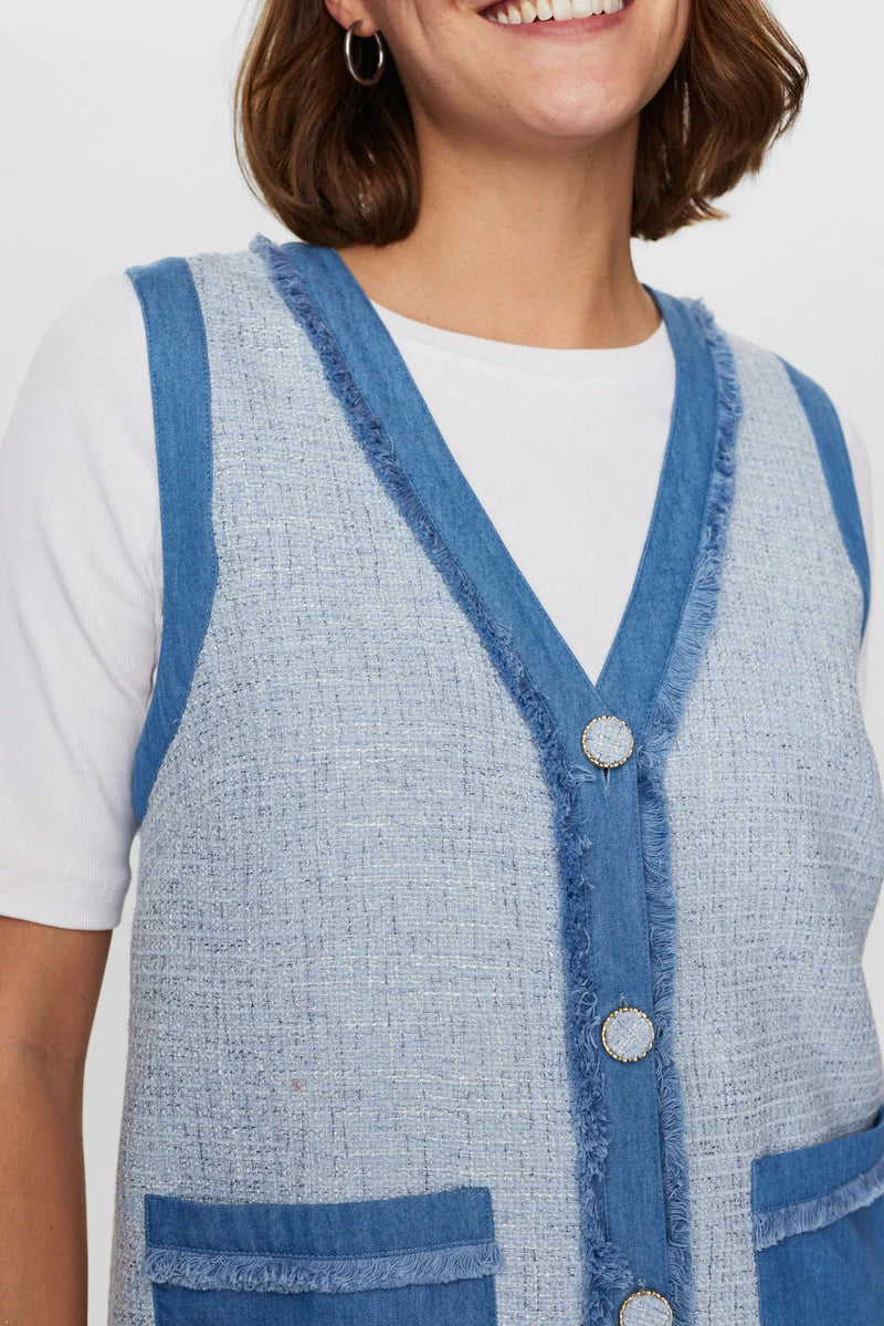 Nümph Vest - NuJanet Vest i Medium Blue Denim