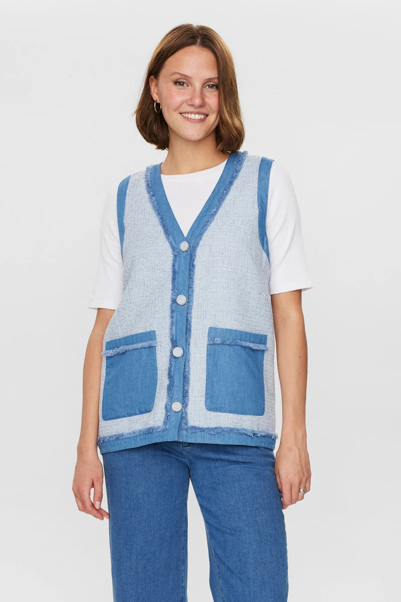 Nümph Vest - NuJanet Vest i Medium Blue Denim