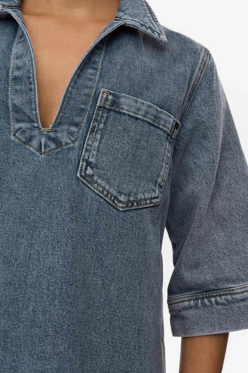 Nümph Kjole - NuToronto Denim Kjole i Blue Washed Denim