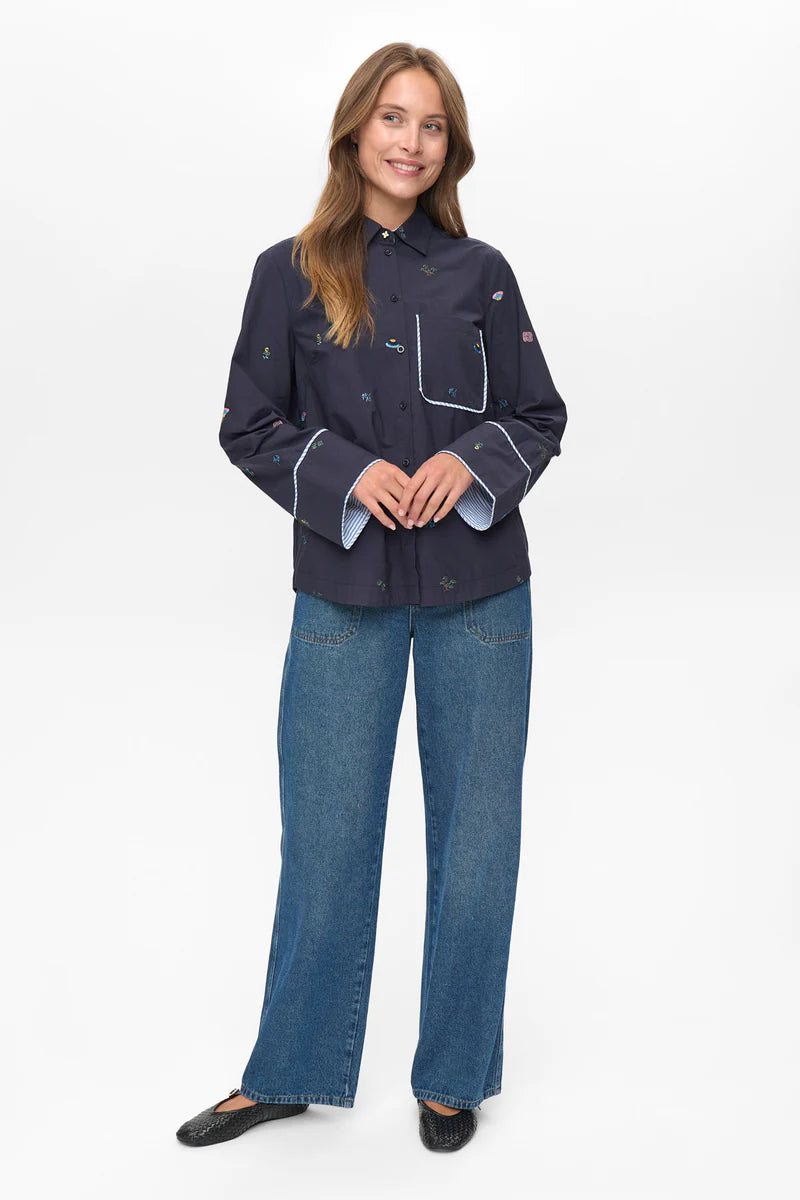 Nümph Skjorte - NuChiro Boxy Skjorte i Dark Sapphire