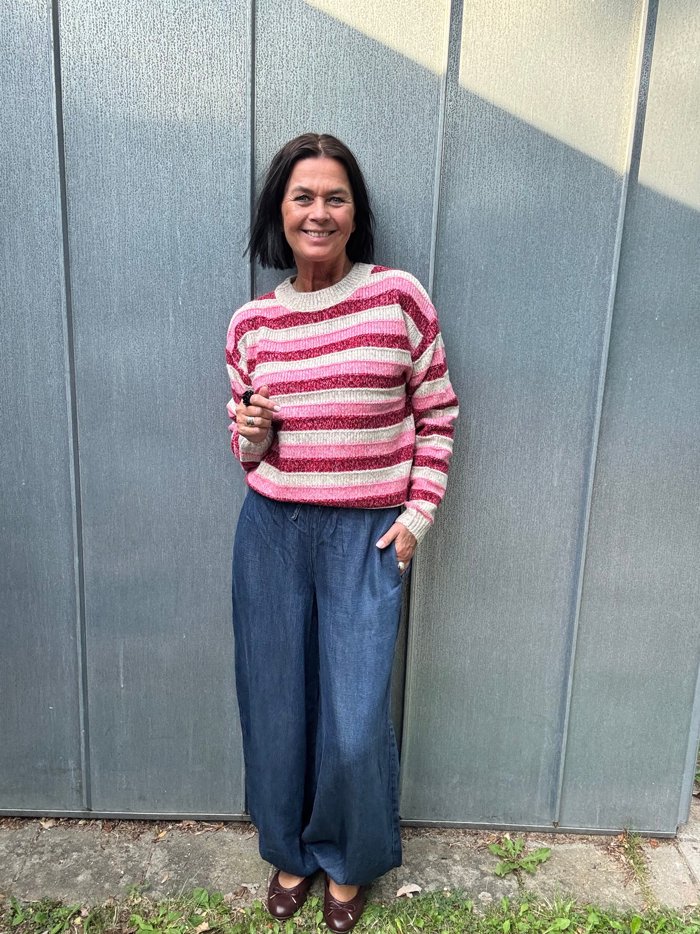 Lollys Laundry Strik - MacieLL Strik Bluse i Pink Strib