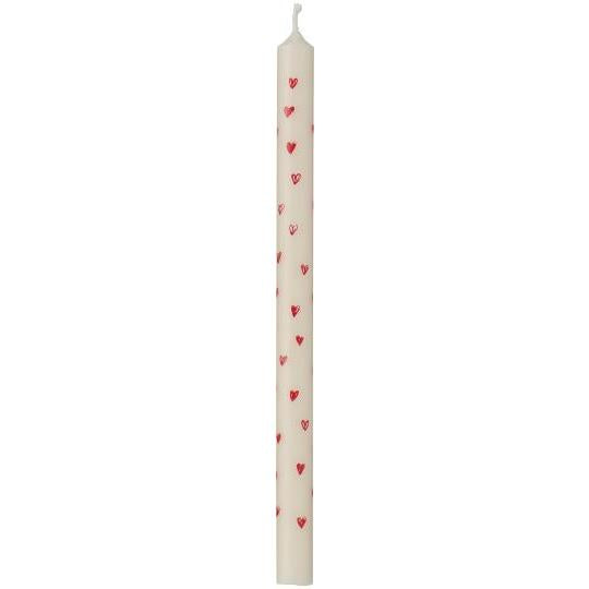 IB Laursen Stearinlys - Kertelys Med Forskellige Røde Dobbelt Hjerter Ø:1,3 x H:20cm
