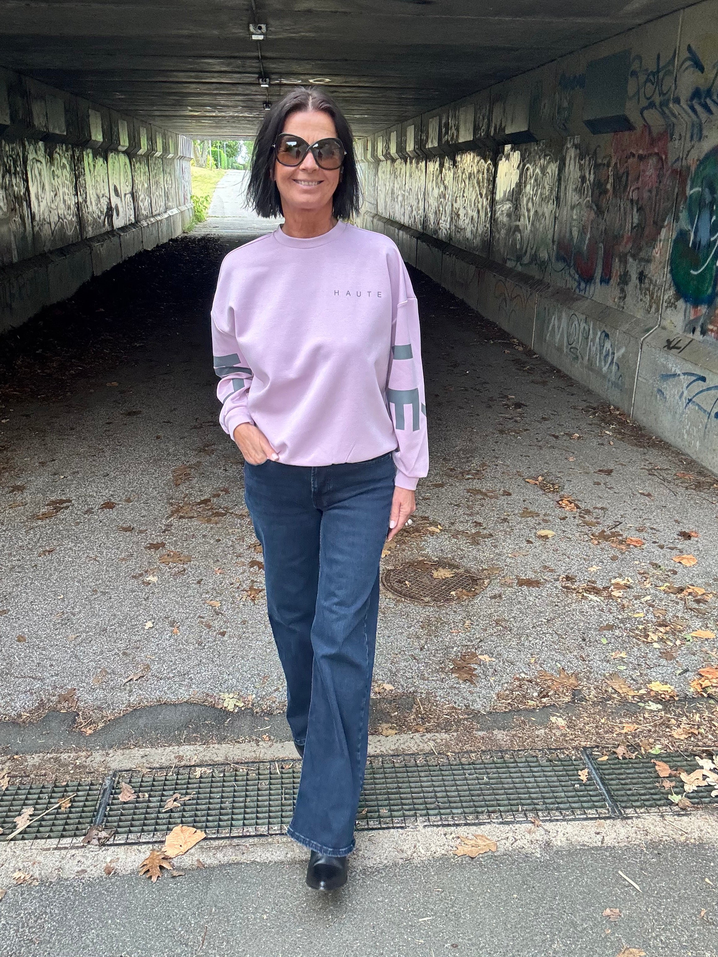 Haute L´amitié Sweat - Maxi Split Logo Sweat i Misty Rose