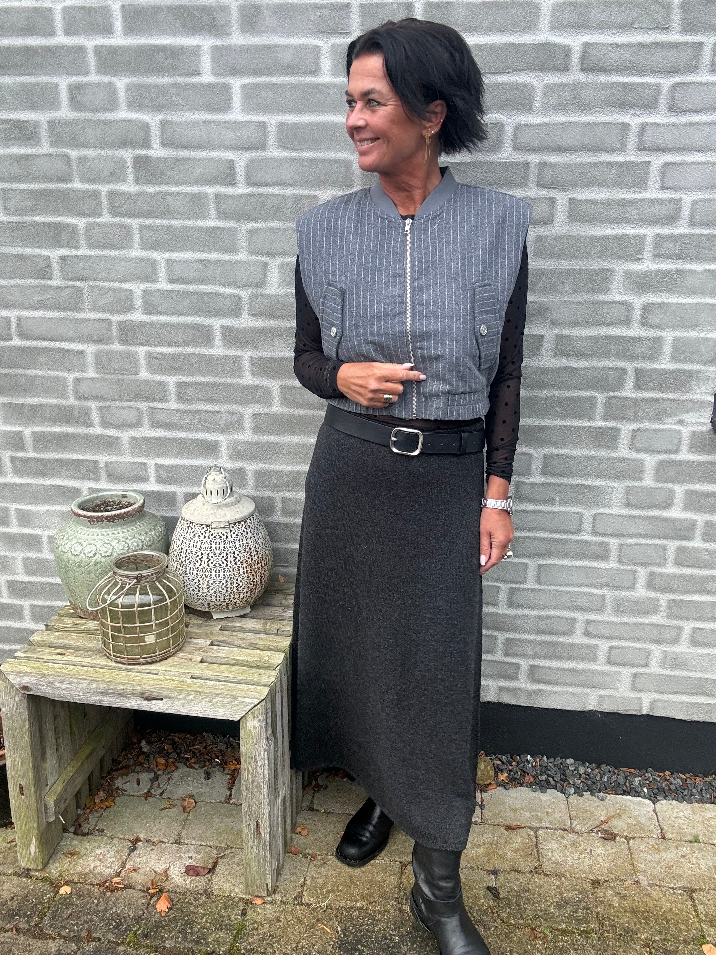 ESMÉ STUDIOS Vest - ESHera Uld Vest i Grå Melange