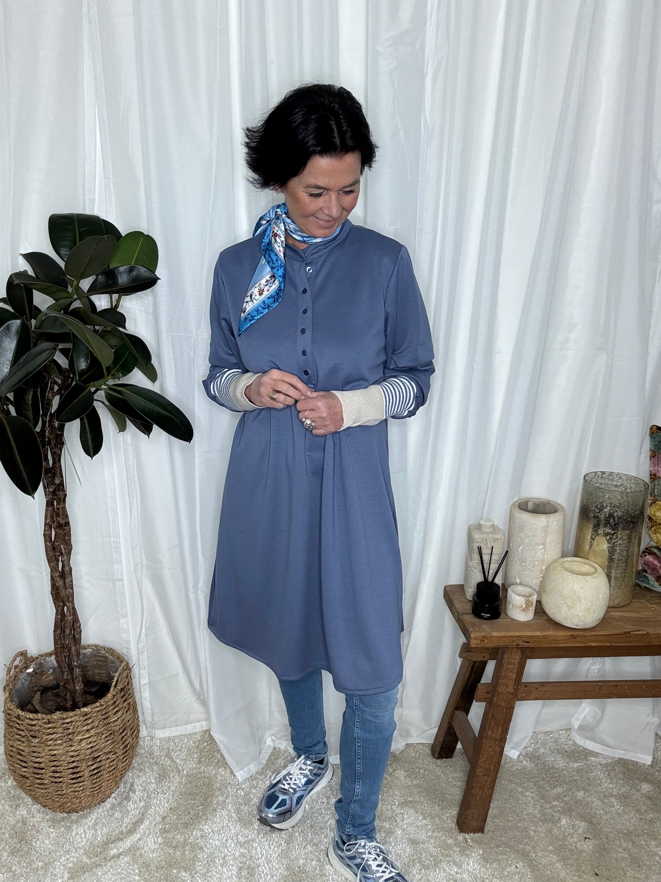 MARTA du château Kjole - MdcCybele Kjole i Jeans Blue Med Rib Kant