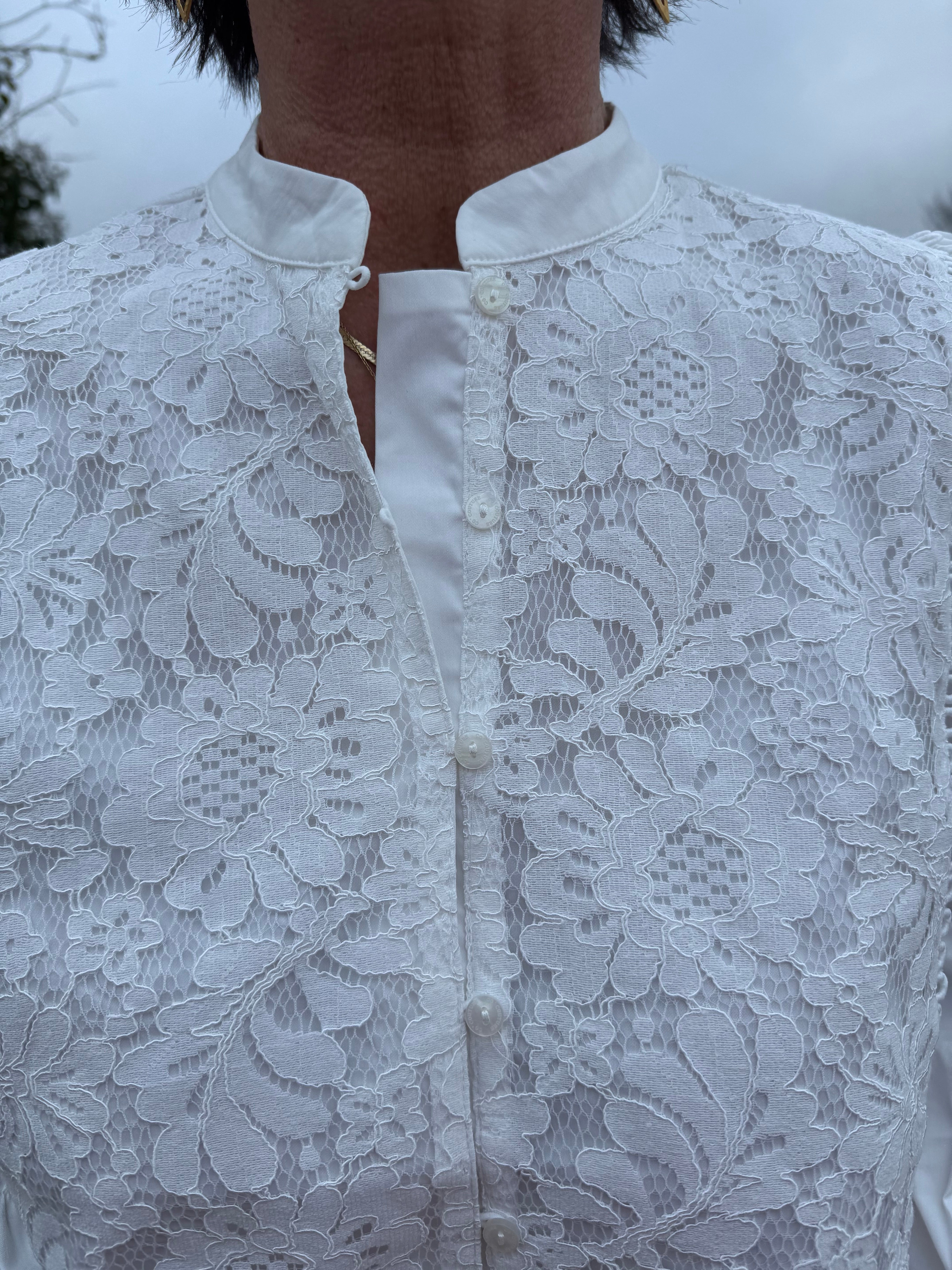 Co´Couture Skjorte - KimmieCC Lace Mix Skjorte i Off White