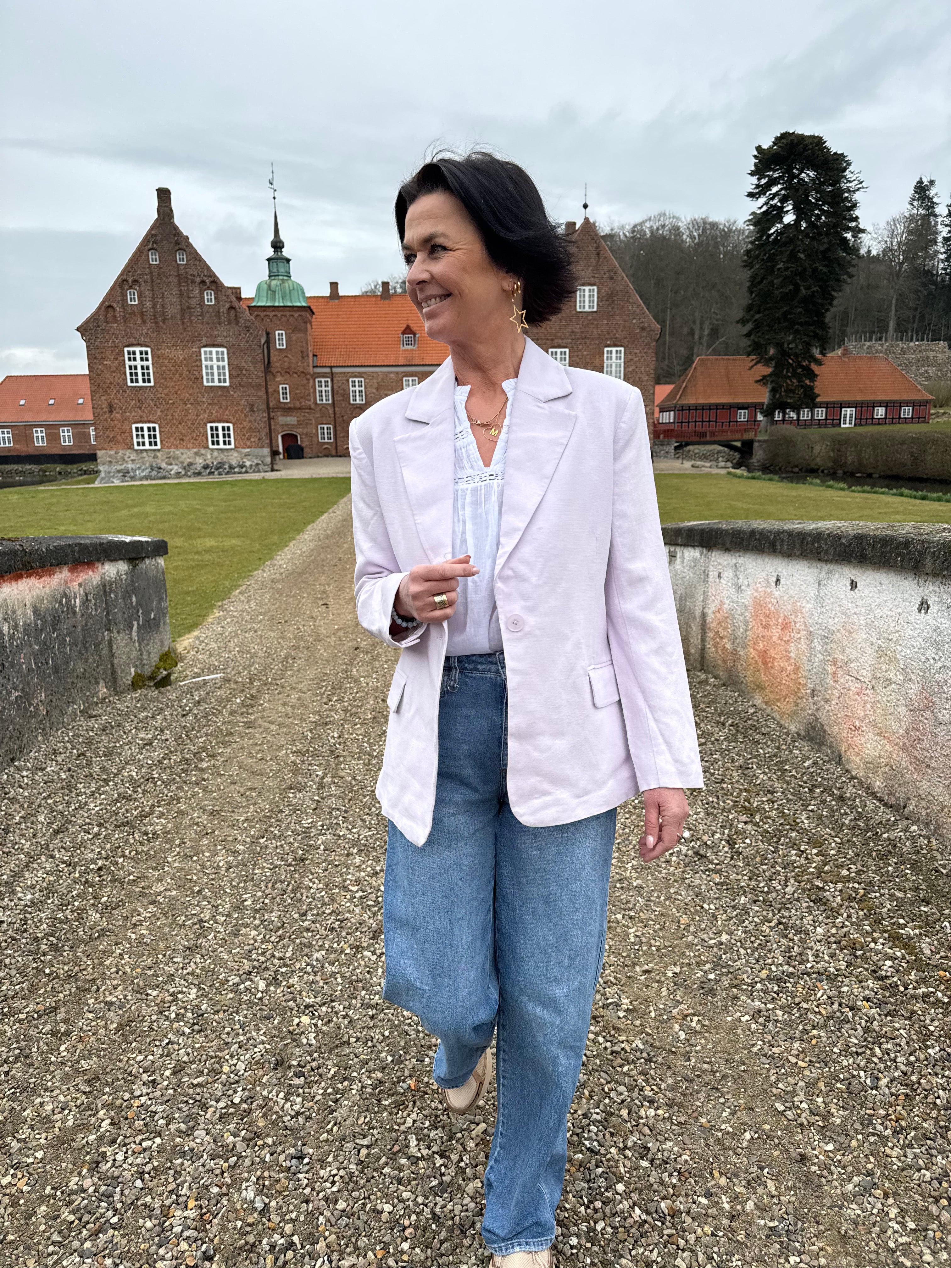 Second Female Blazer - Lino Blazer i Lavender Fog