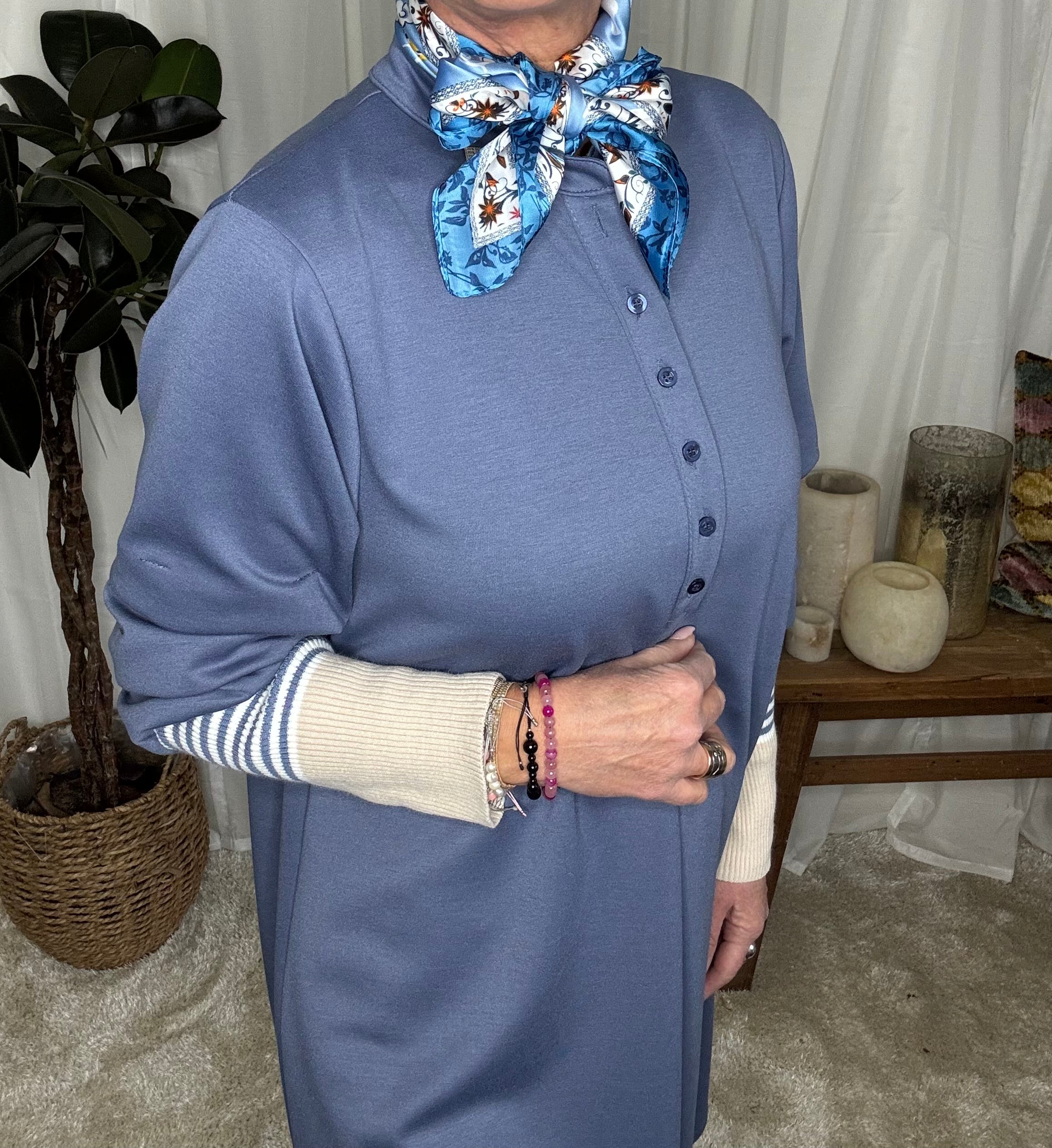 MARTA du château Kjole - MdcCybele Kjole i Jeans Blue Med Rib Kant