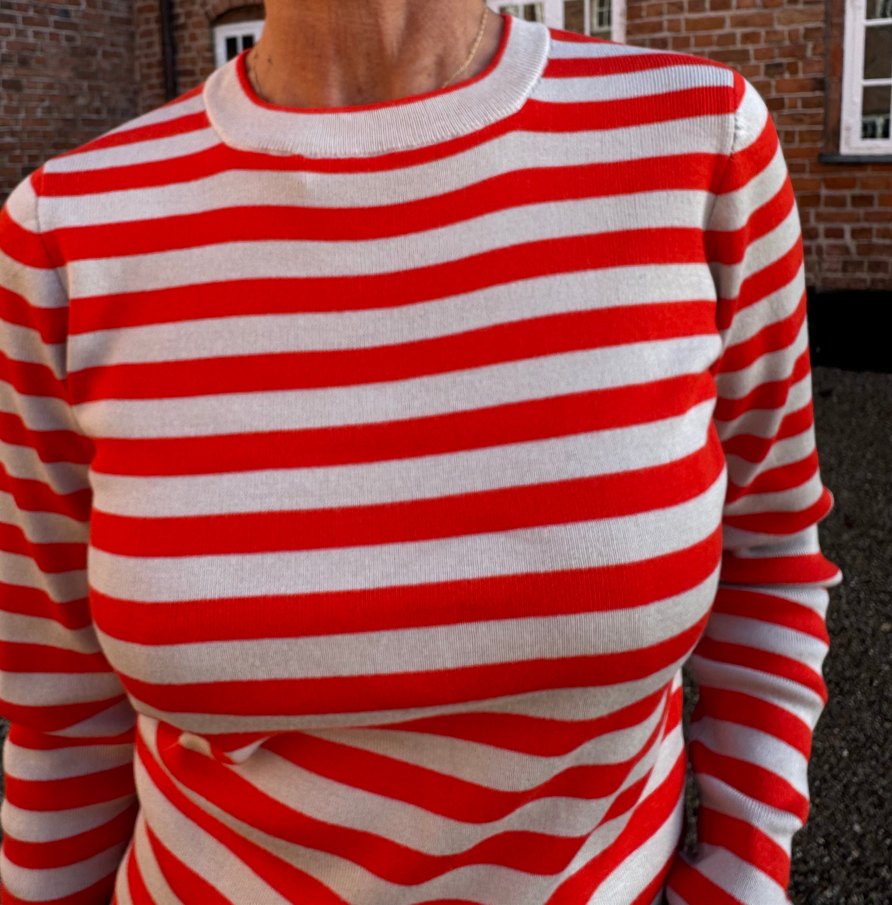 Nümph Strik - Nustripy Strik Bluse i Fiery Red