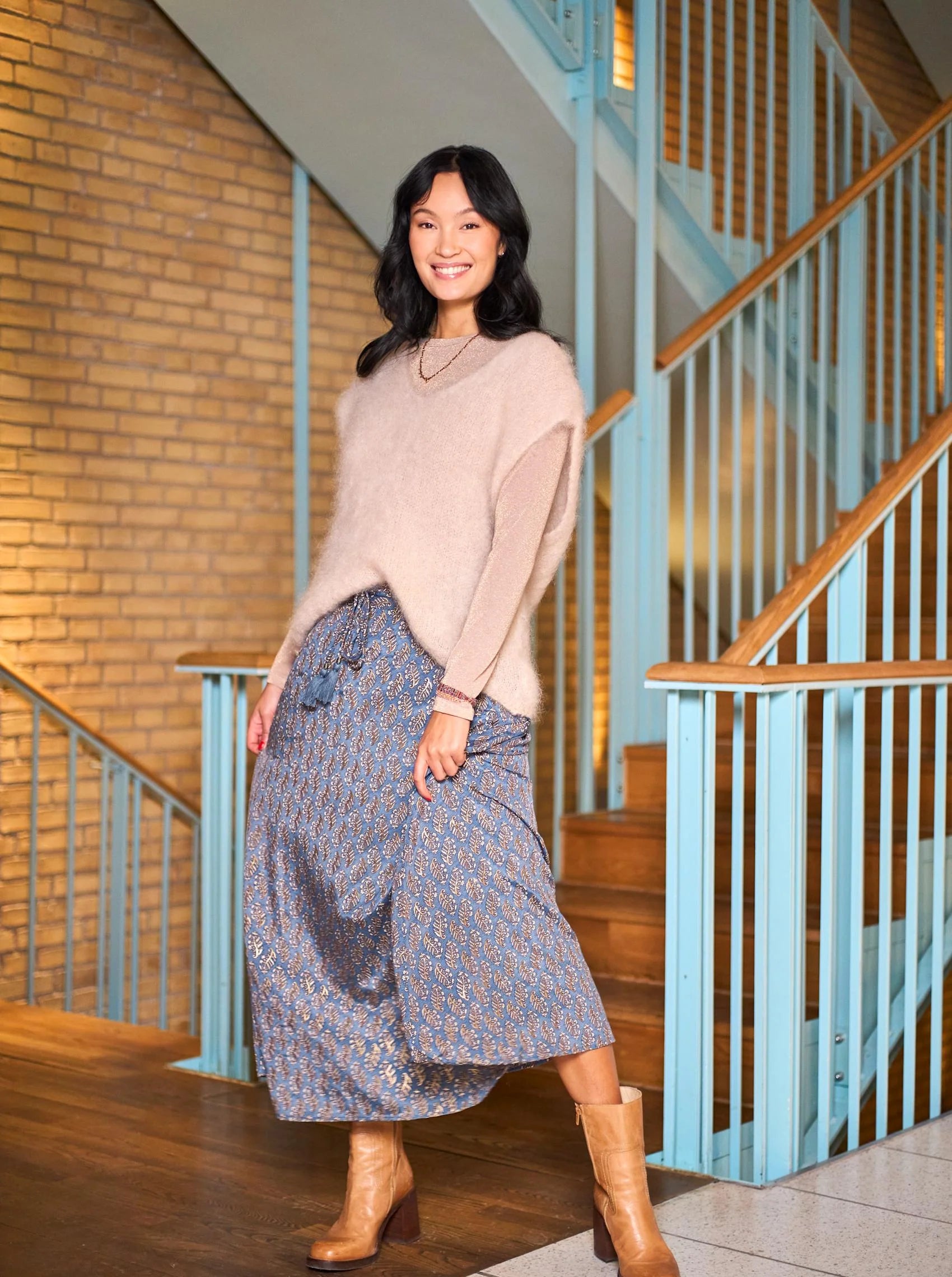 Black Colour Nederdel - BcLuna Regular Nederdel i Blue Mist