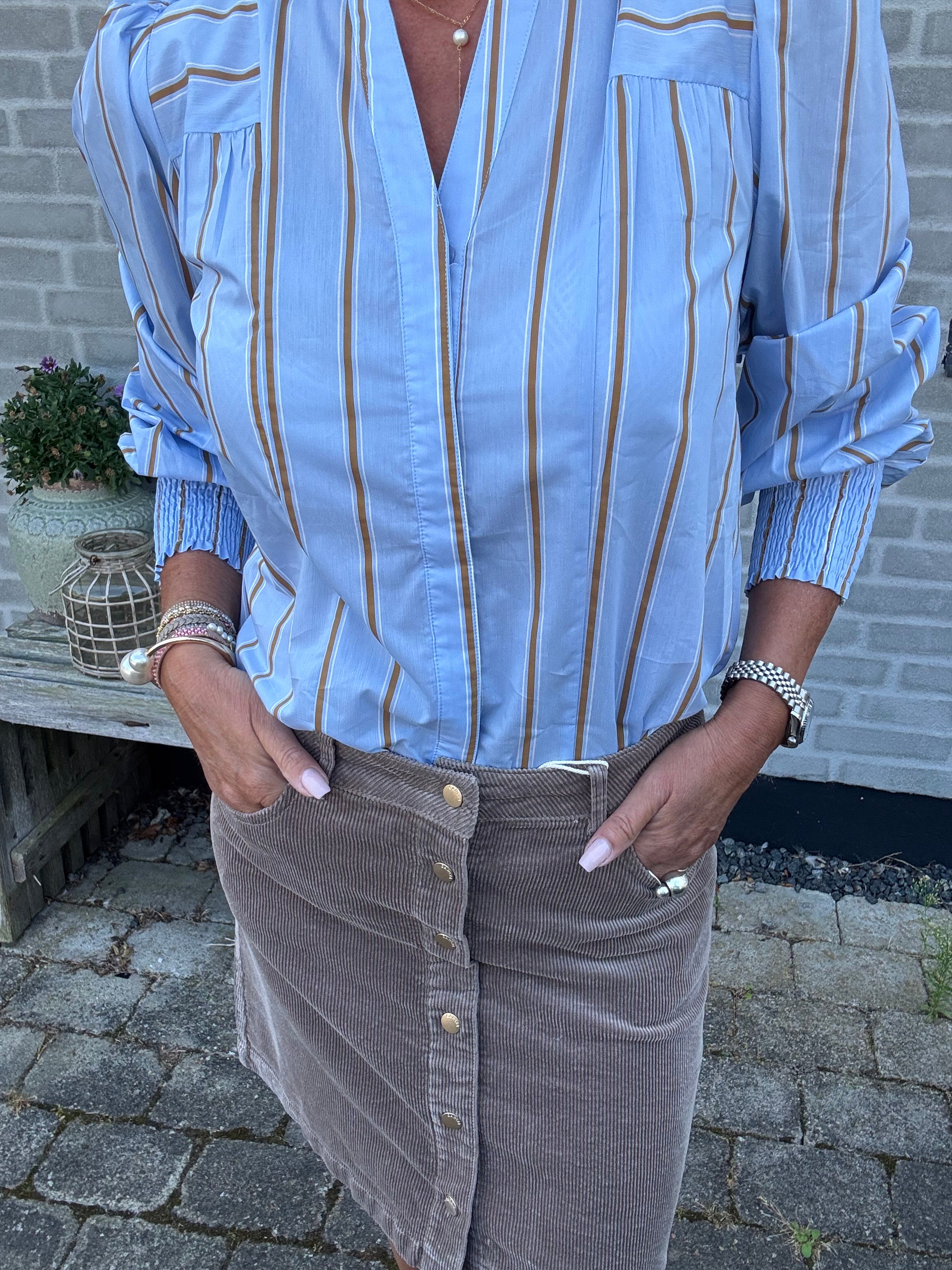 Co´Couture Skjorte - AmoraCC Stribet Skjorte i Pale Blue