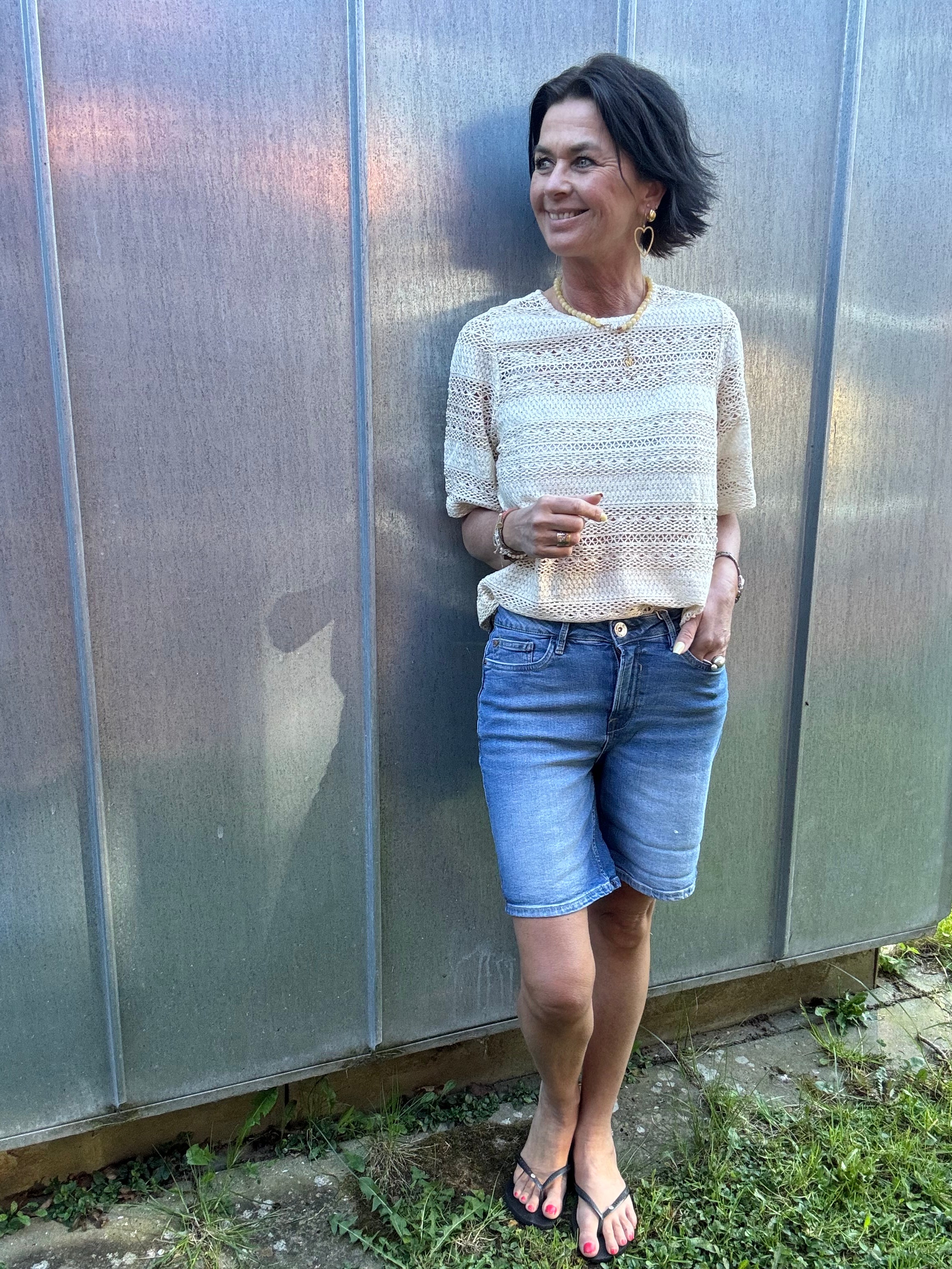 Co´couture Bluse - Carlycc Crochet Bluse i Bone