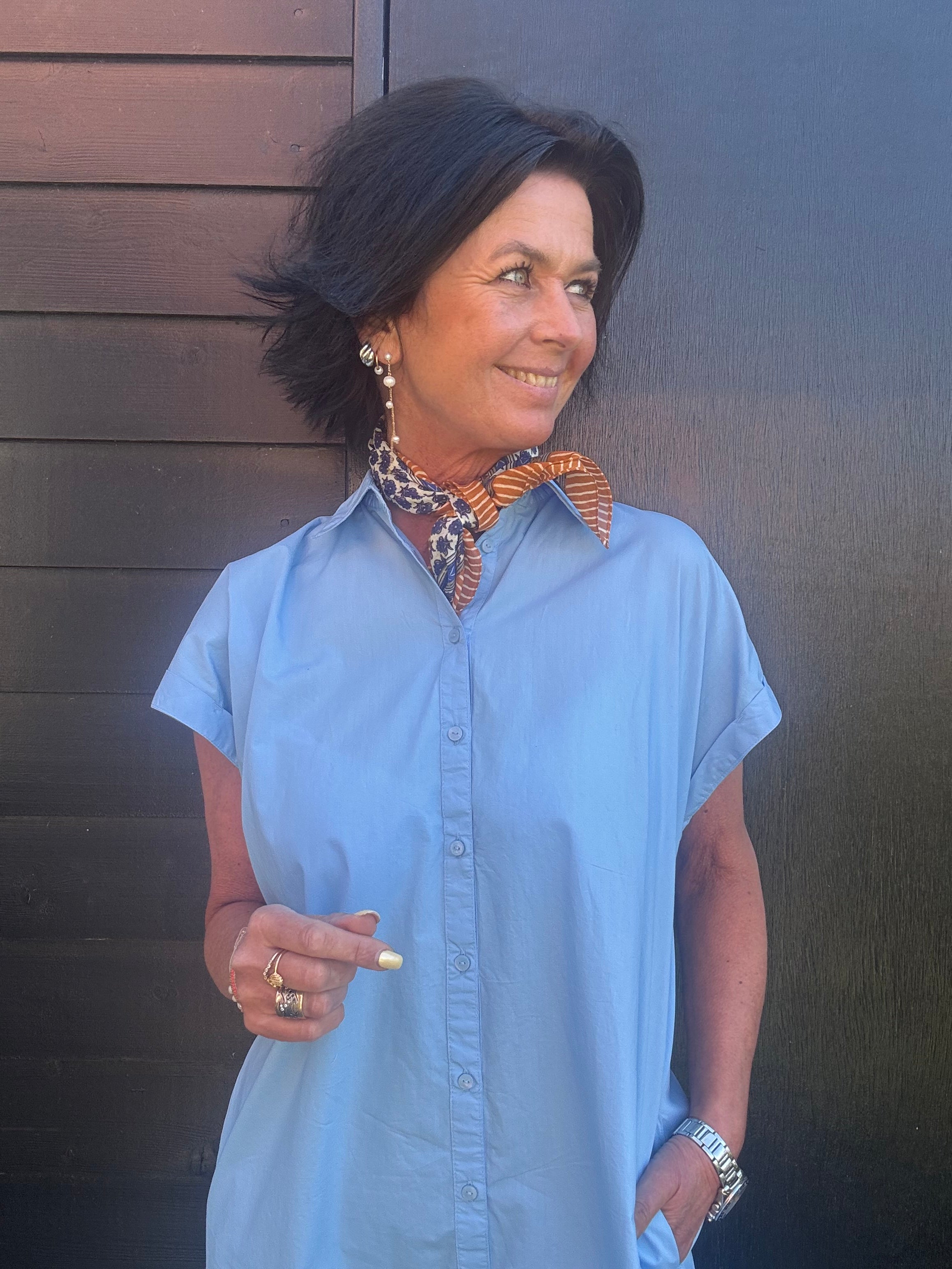 Garcia Kjole - 50082 Skjorte Kjole i Blue Wave