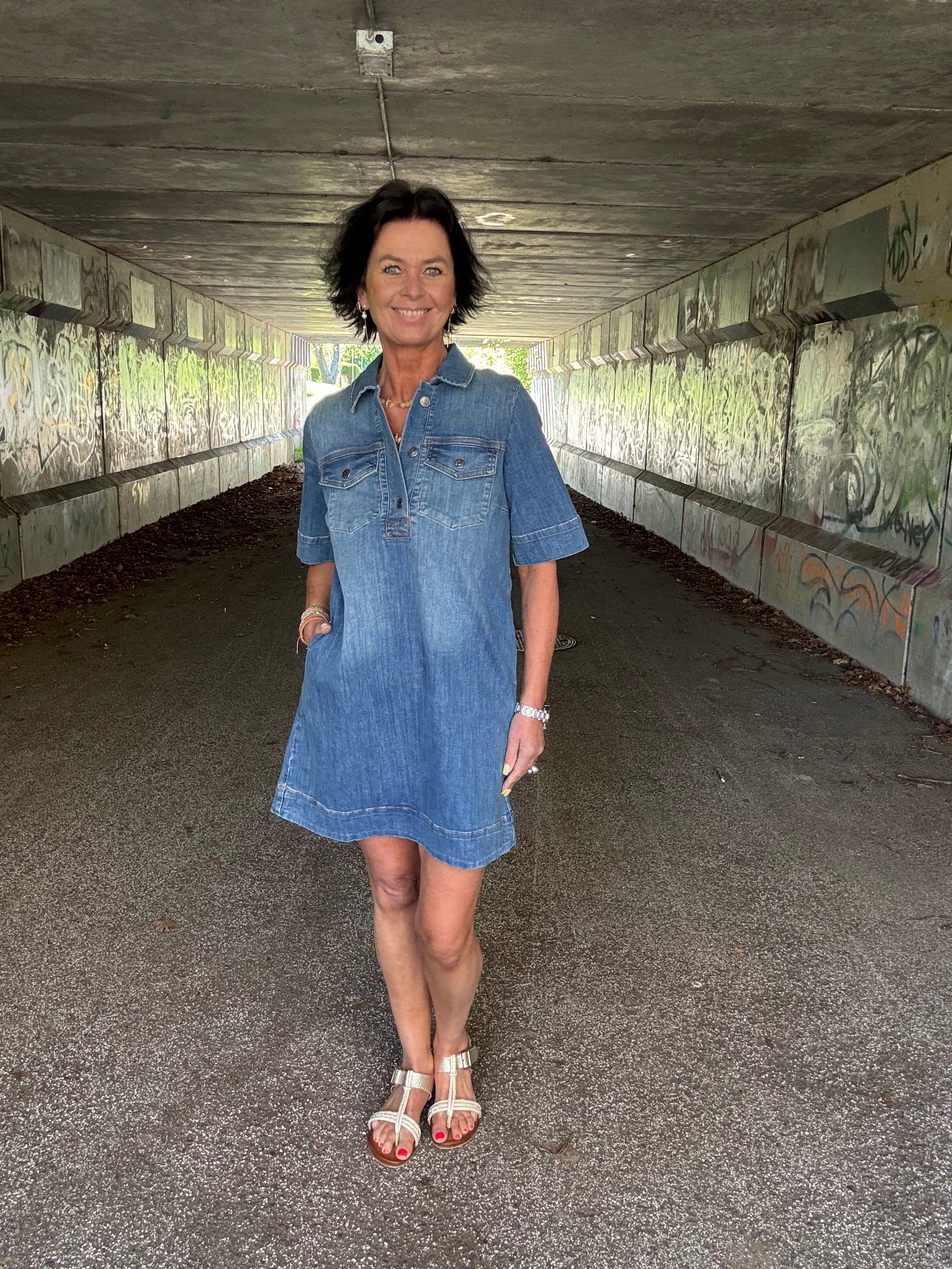 Nümph Kjole - NuParis Denim Kjole i Light Blue Denim