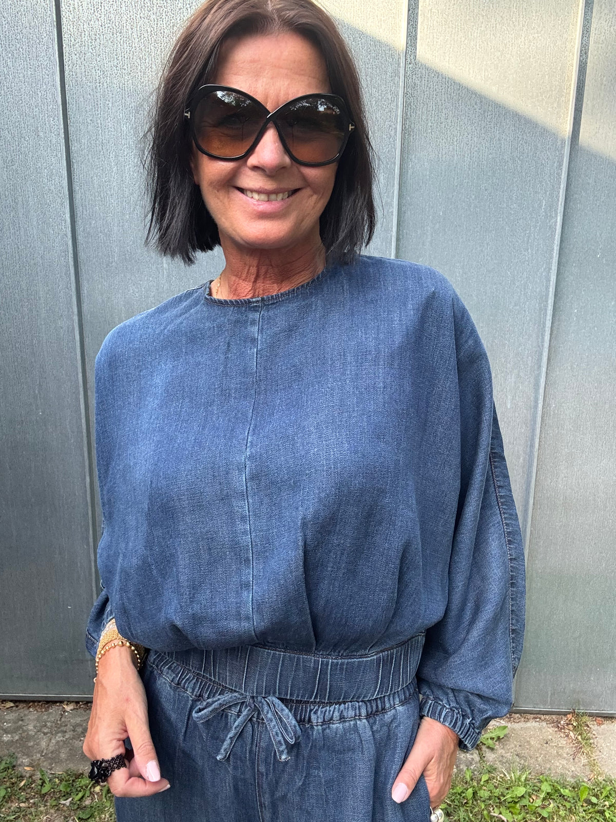 Nümph Bluse - NuAlona Bluse i Dark Blue Denim
