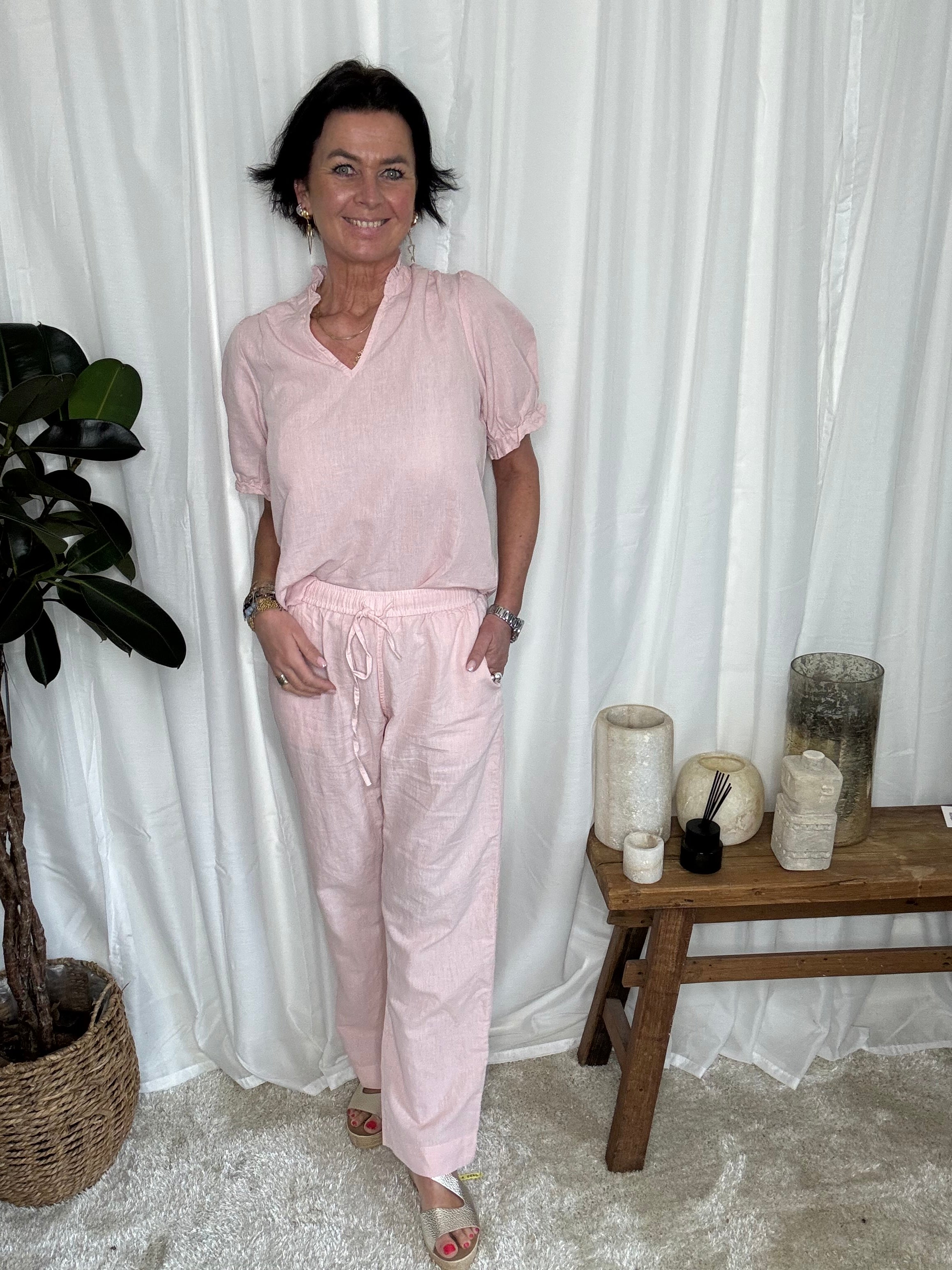 Neo Noir Bluse - Odesa Linen Bluse i Rose Smoke