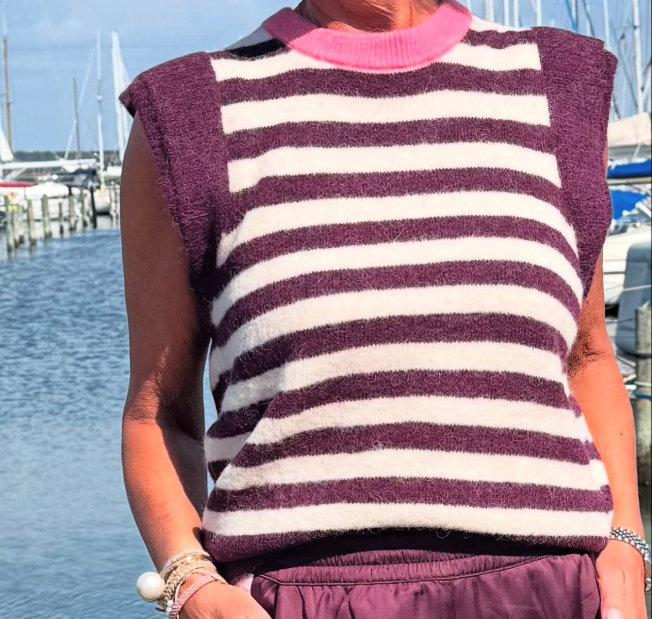 Nümph Vest - NuCiara Riette Stribet Vest i Winetasting