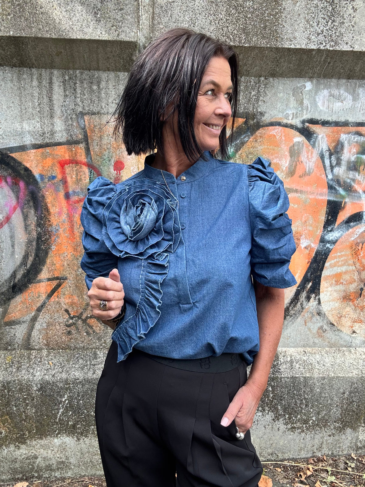 Gossia Bluse - ZabinaGO CI Bluse i Denim Chambrey Blå