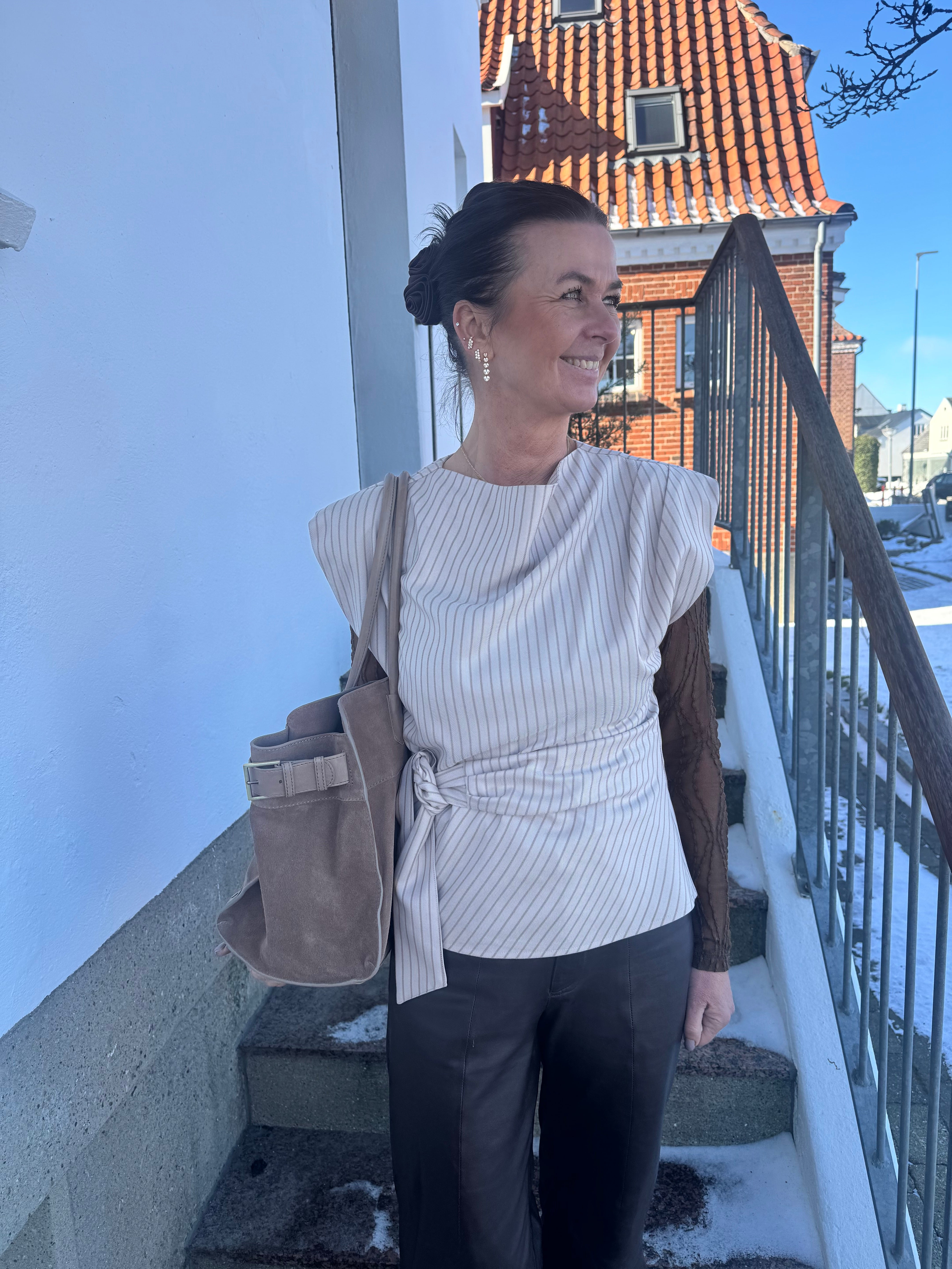 Co´Couture Bluse - SalvieCC Pleat Top i Bone